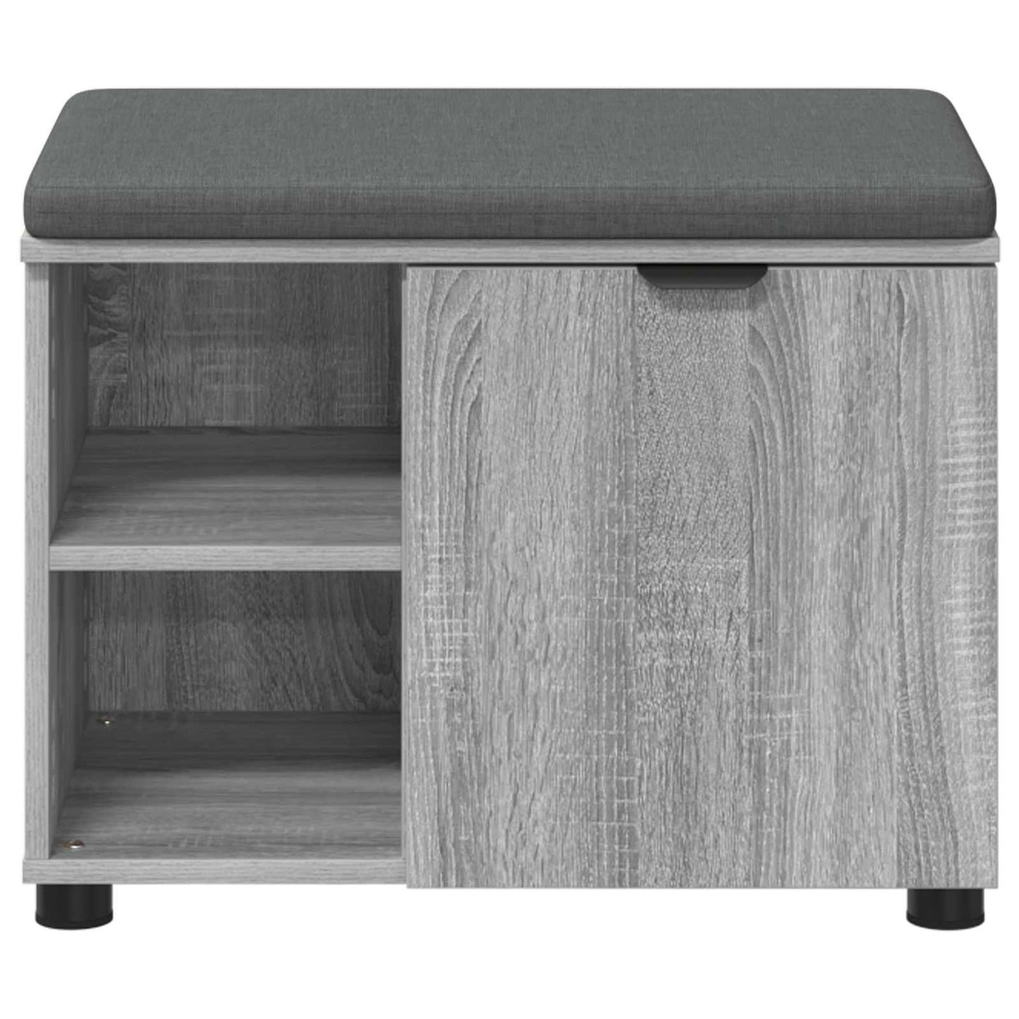 Hall Bench with Cushion with Shelf Grey Sonoma 60 x 38 x 46 cm