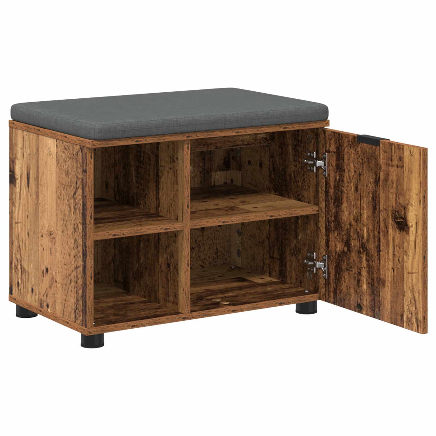 Hall Bench Old Wood 60 x 38 x 46 cm Engineered Wood and Fabric