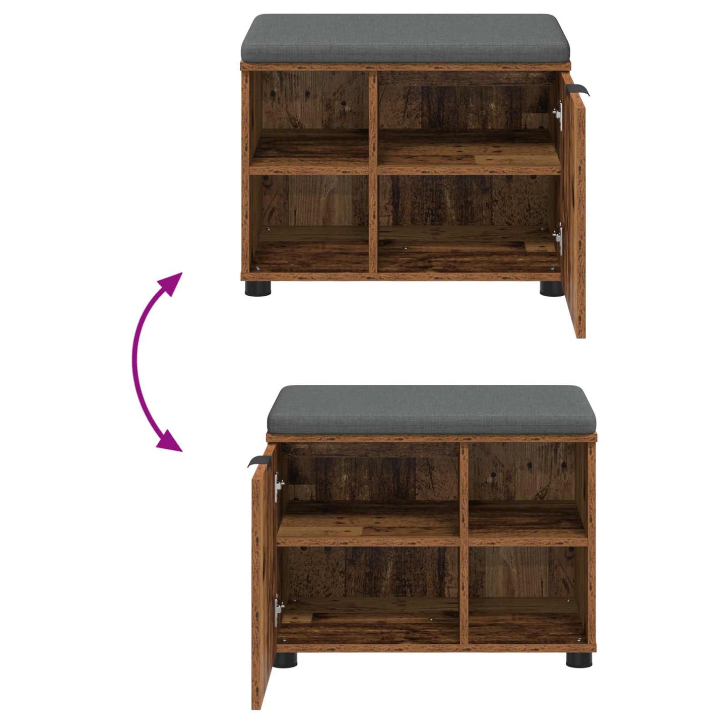 Hall Bench Old Wood 60 x 38 x 46 cm Engineered Wood and Fabric