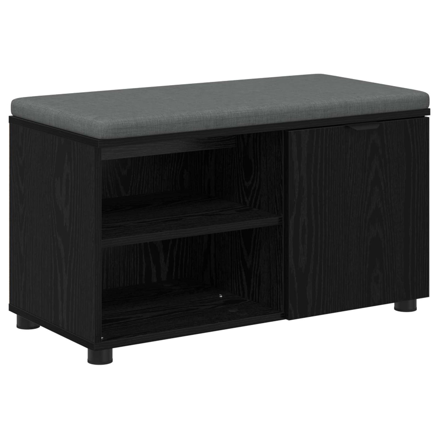 Hall Bench Black Oak 80 x 38 x 46 cm Engineered Wood and Fabric