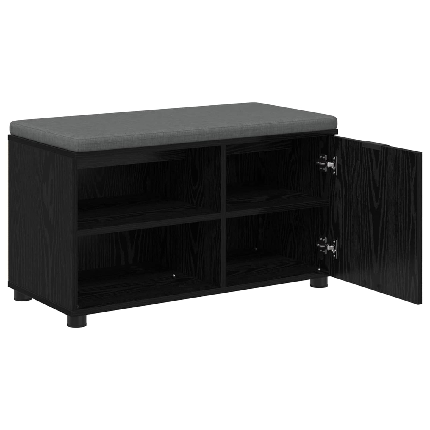 Hall Bench Black Oak 80 x 38 x 46 cm Engineered Wood and Fabric
