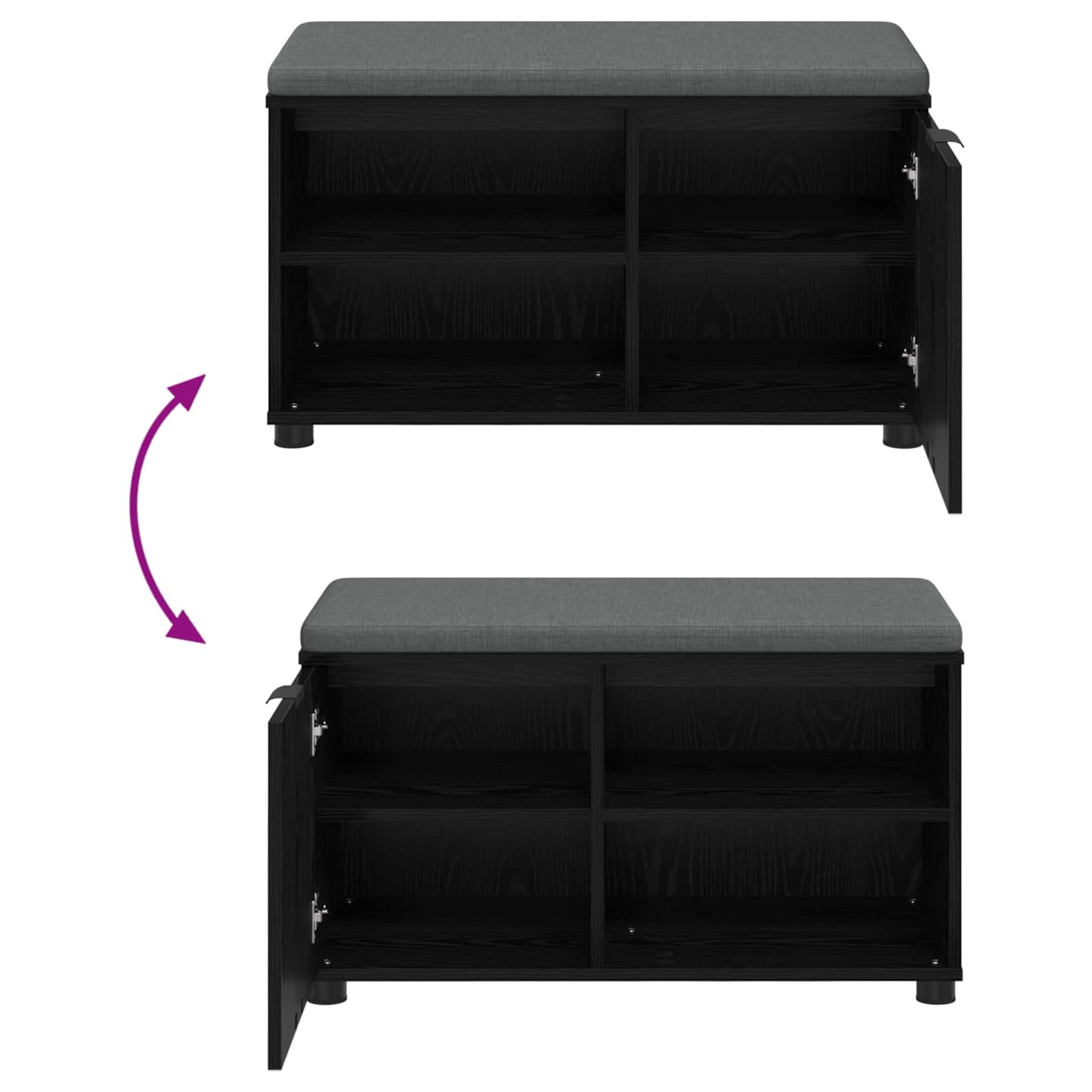 Hall Bench Black Oak 80 x 38 x 46 cm Engineered Wood and Fabric