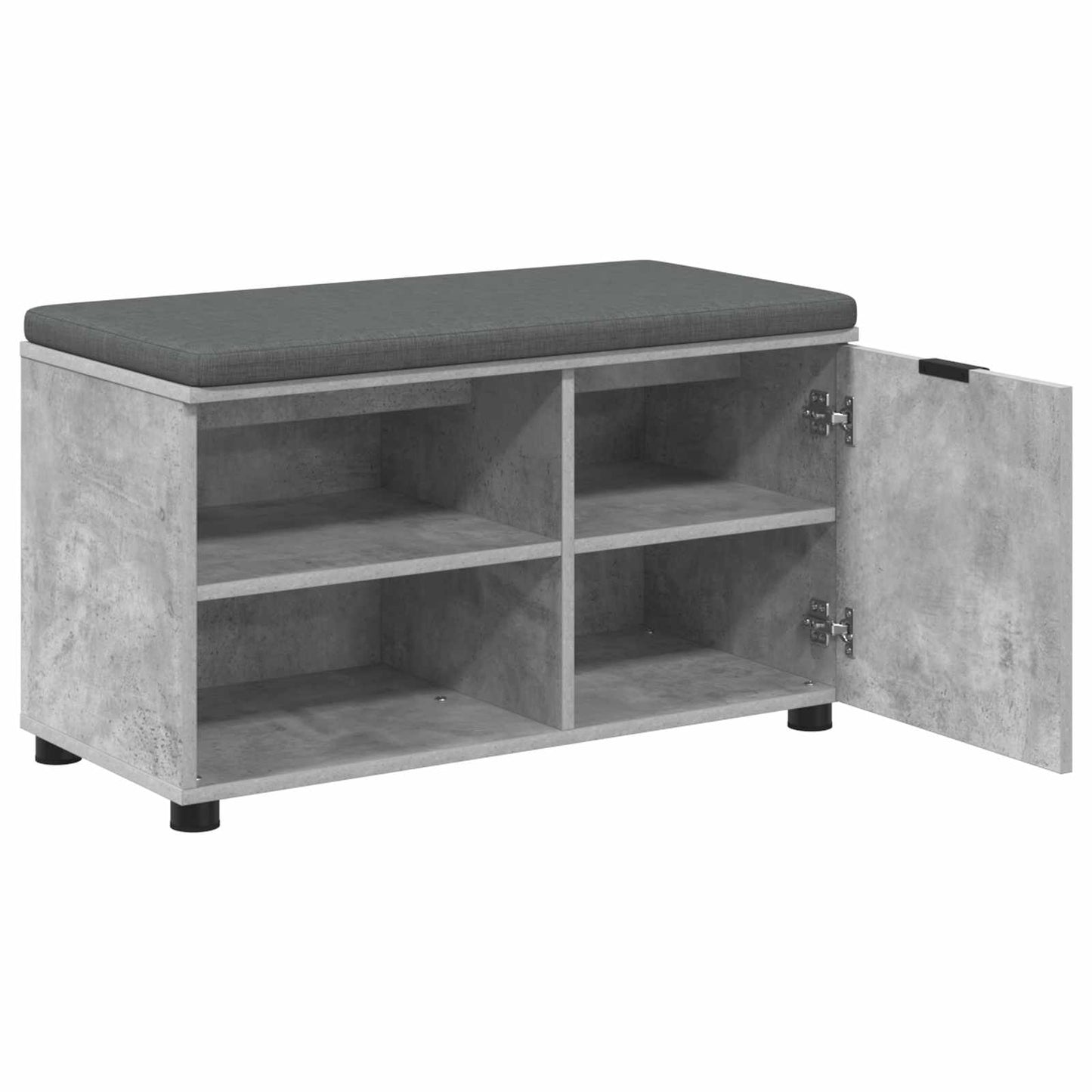 Hall Bench with Cushion with Door Concrete Grey 80 x 38 x 46 cm