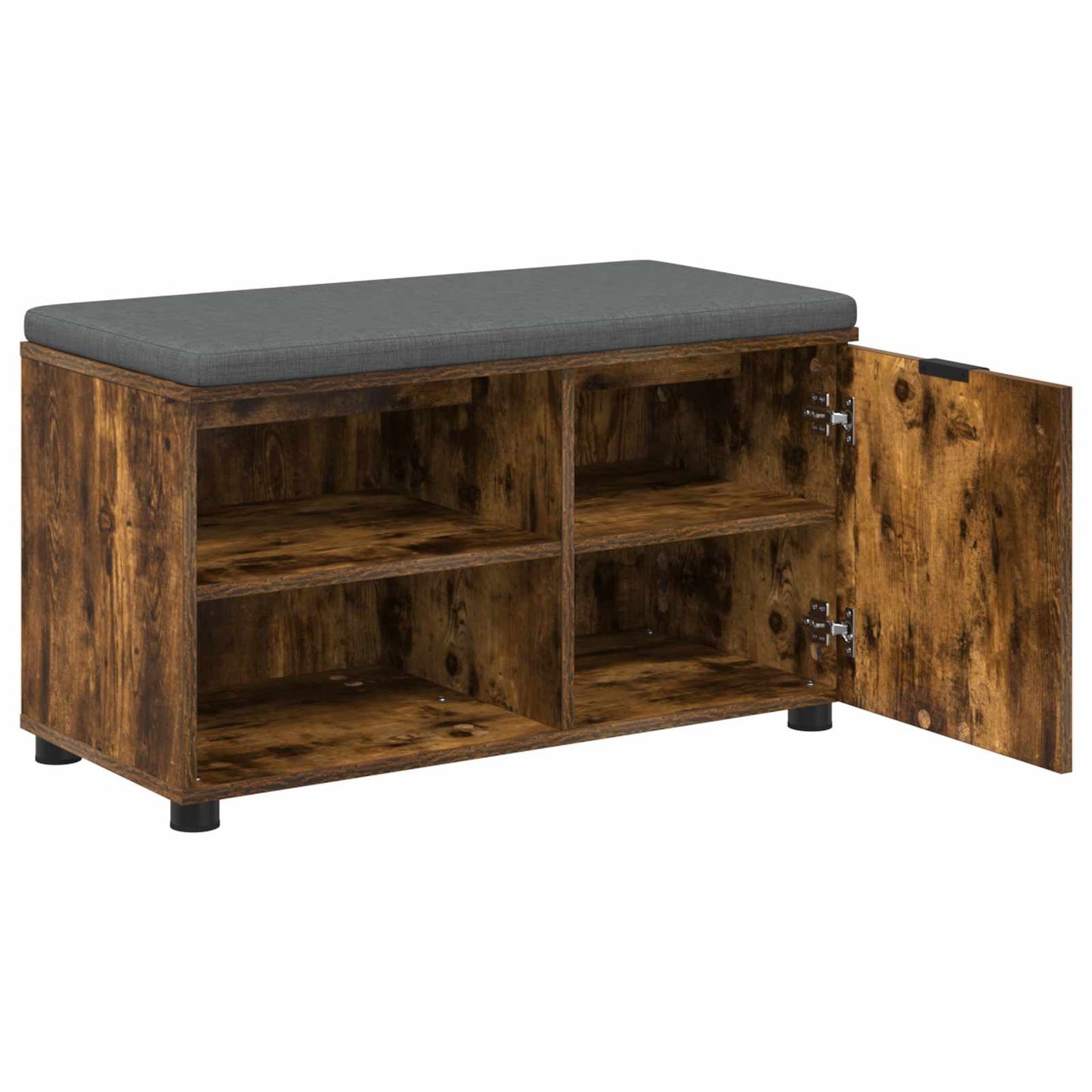 Hall Bench with Cushion with Shelf Smoked Oak 80 x 38 x 46 cm