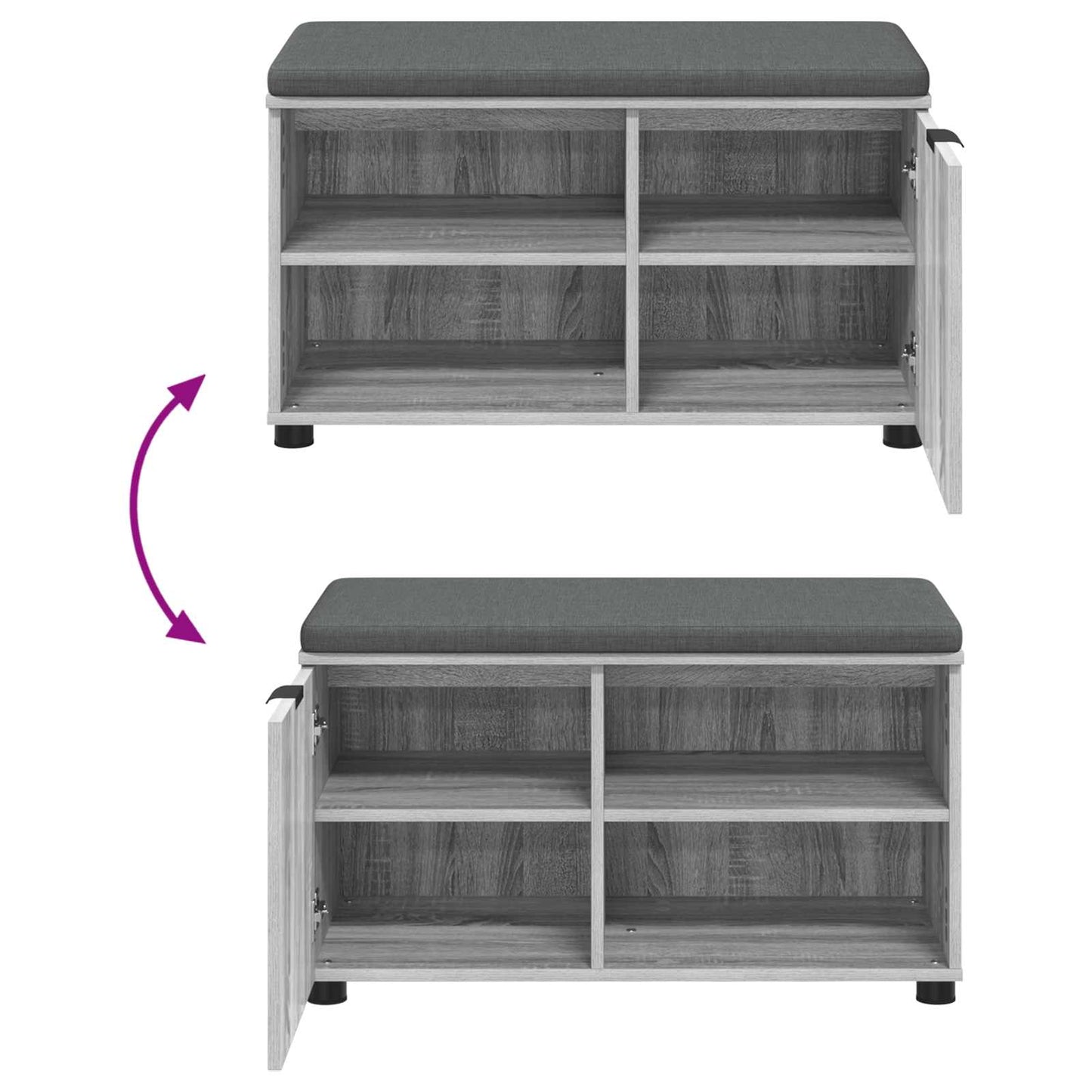 Hall Bench with Cushion with Shelf Grey Sonoma 80 x 38 x 46 cm