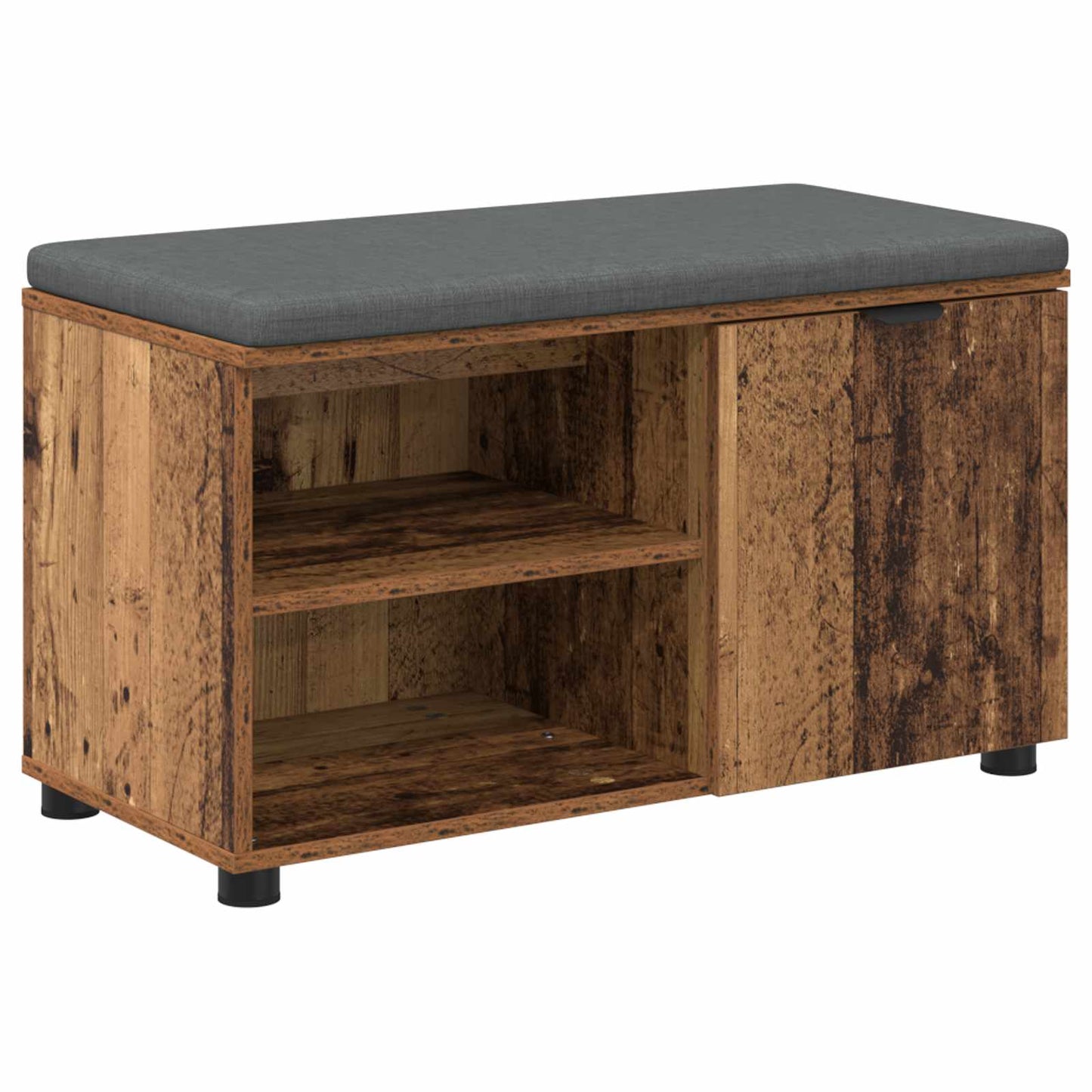 Hall Bench Old Wood 80 x 38 x 46 cm Engineered Wood and Fabric