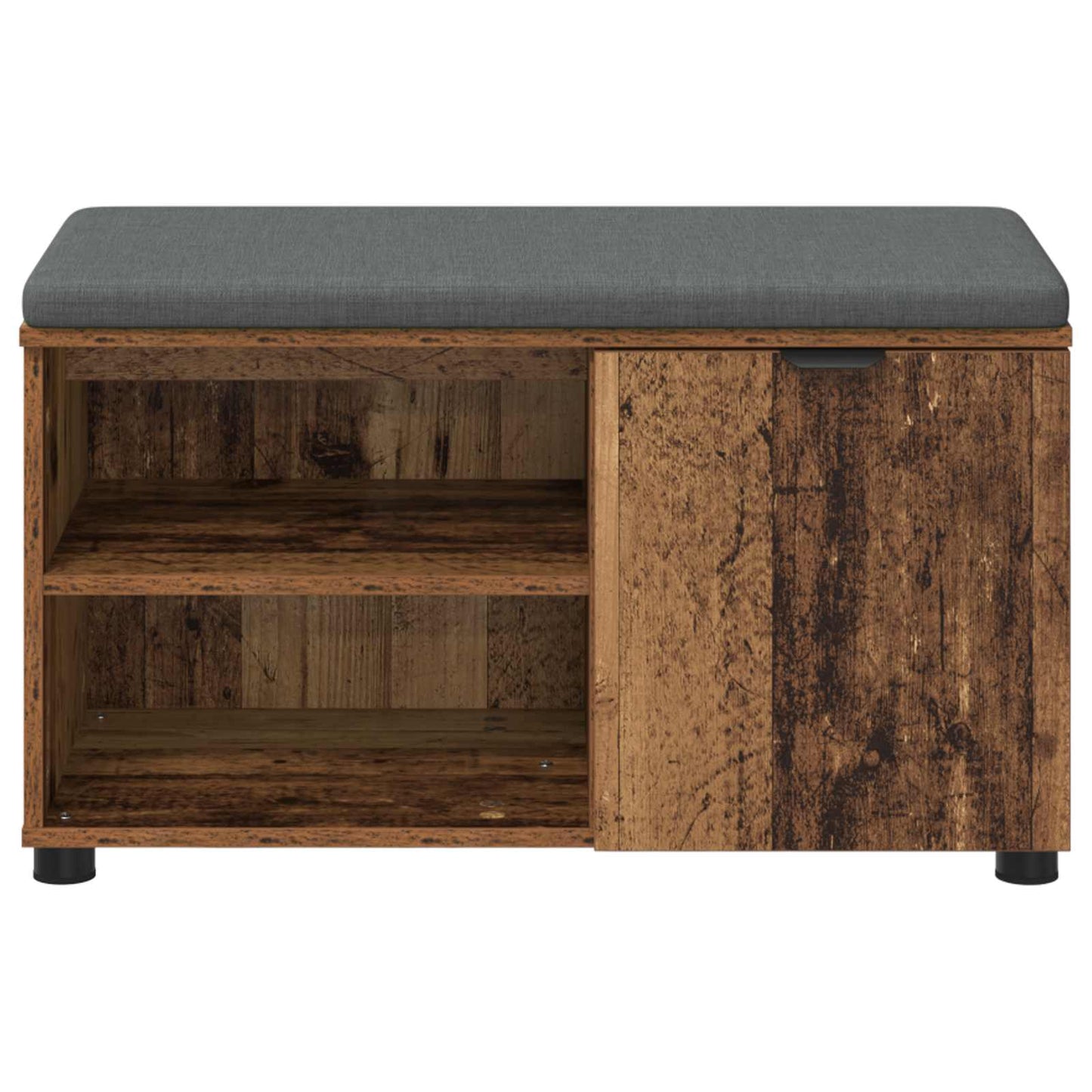 Hall Bench Old Wood 80 x 38 x 46 cm Engineered Wood and Fabric