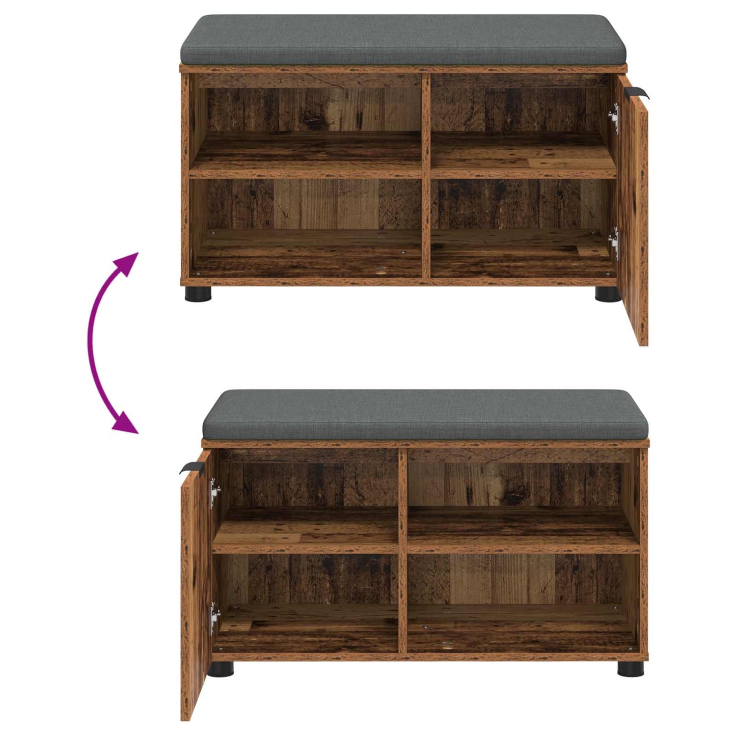 Hall Bench Old Wood 80 x 38 x 46 cm Engineered Wood and Fabric