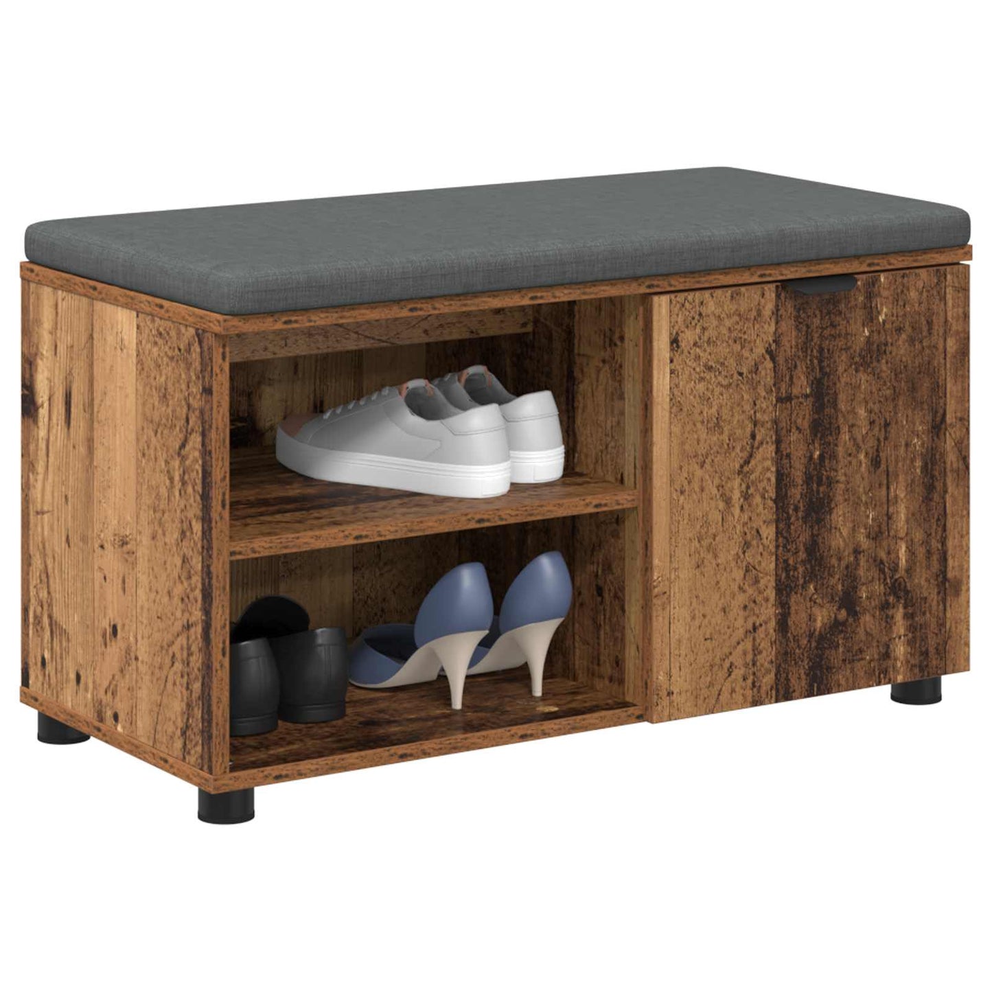 Hall Bench Old Wood 80 x 38 x 46 cm Engineered Wood and Fabric