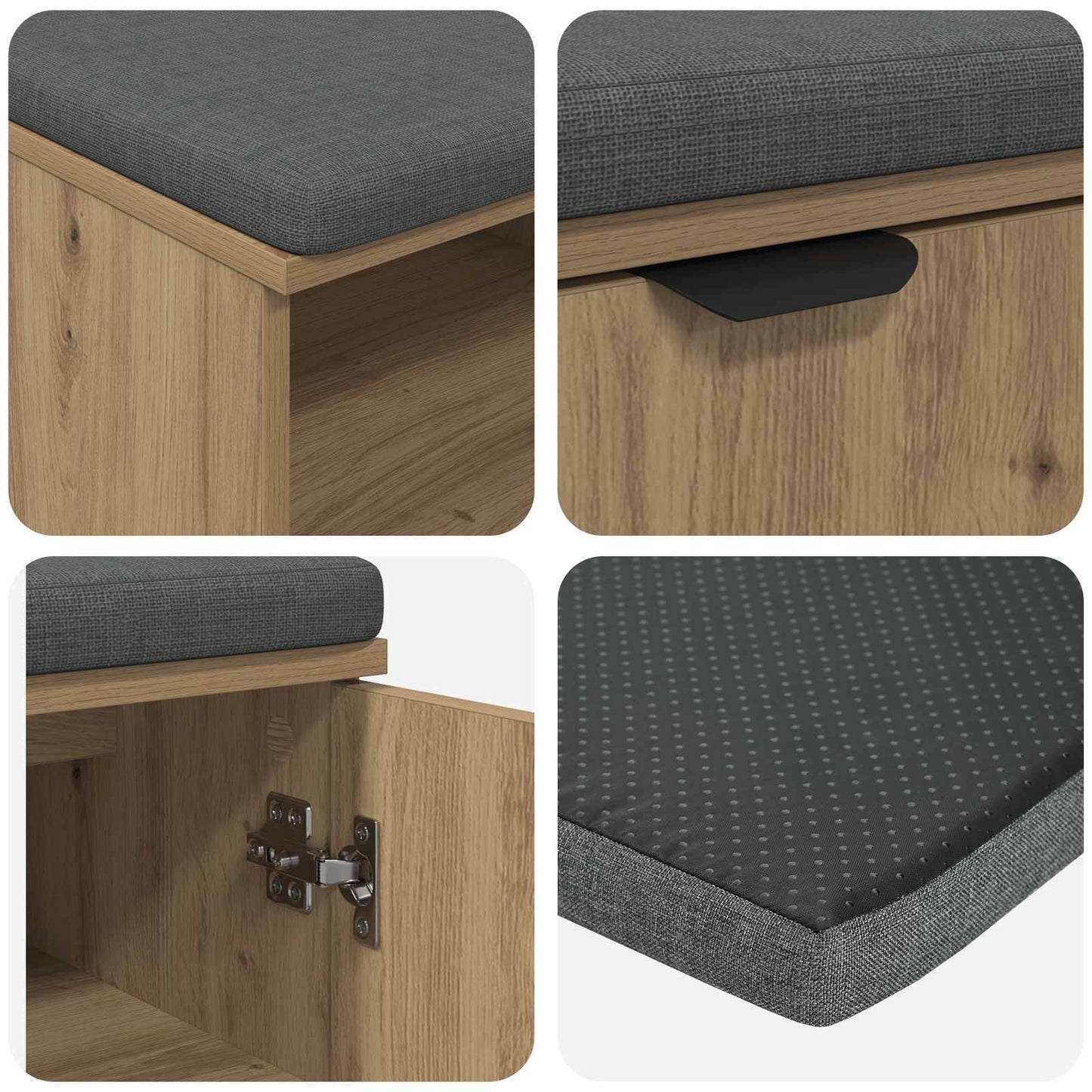 Hall Bench Artisan Oak 80 x 38 x 46 cm