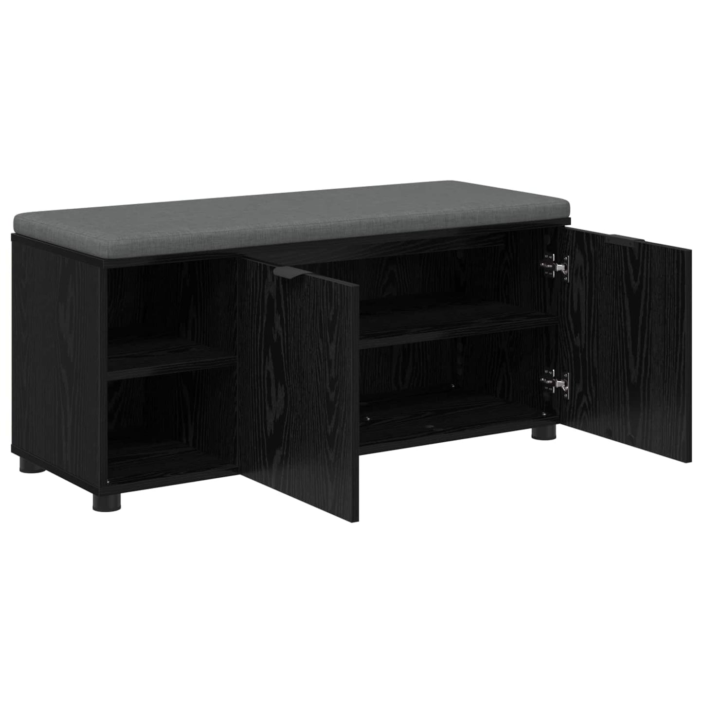 Hall Bench with Cushion with Shelf Black Oak 100 x 38 x 46 cm