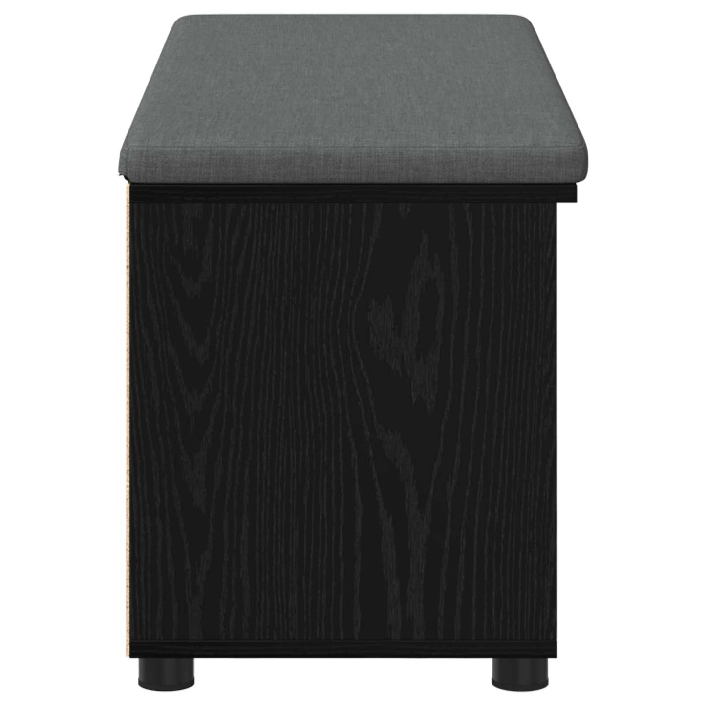 Hall Bench with Cushion with Shelf Black Oak 100 x 38 x 46 cm