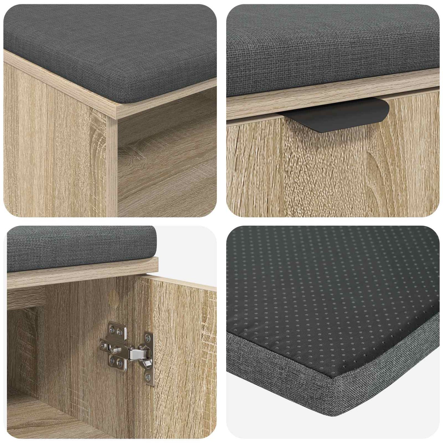 Hall Bench with Cushion with Shelf Sonoma Oak 100 x 38 x 46 cm