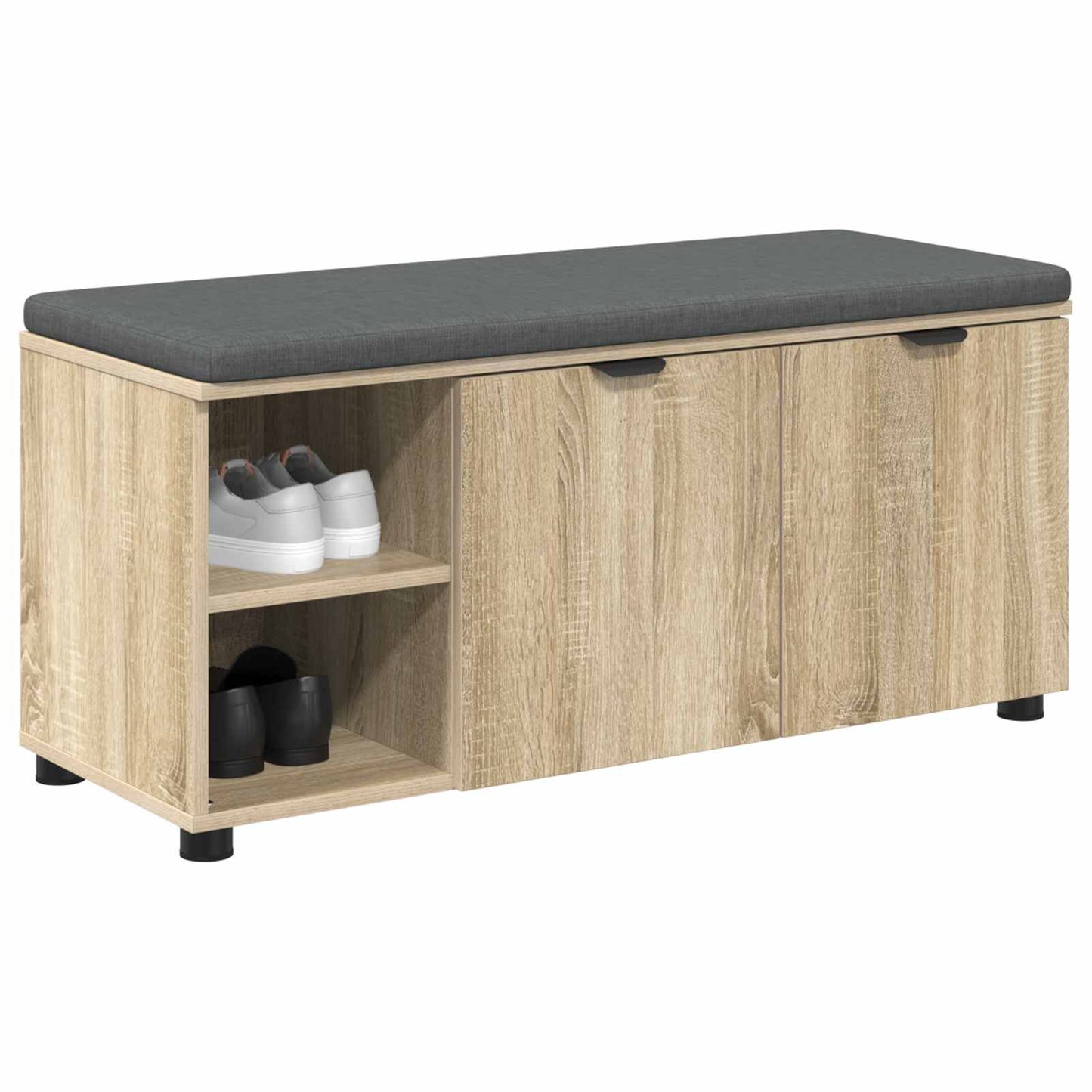 Hall Bench with Cushion with Shelf Sonoma Oak 100 x 38 x 46 cm