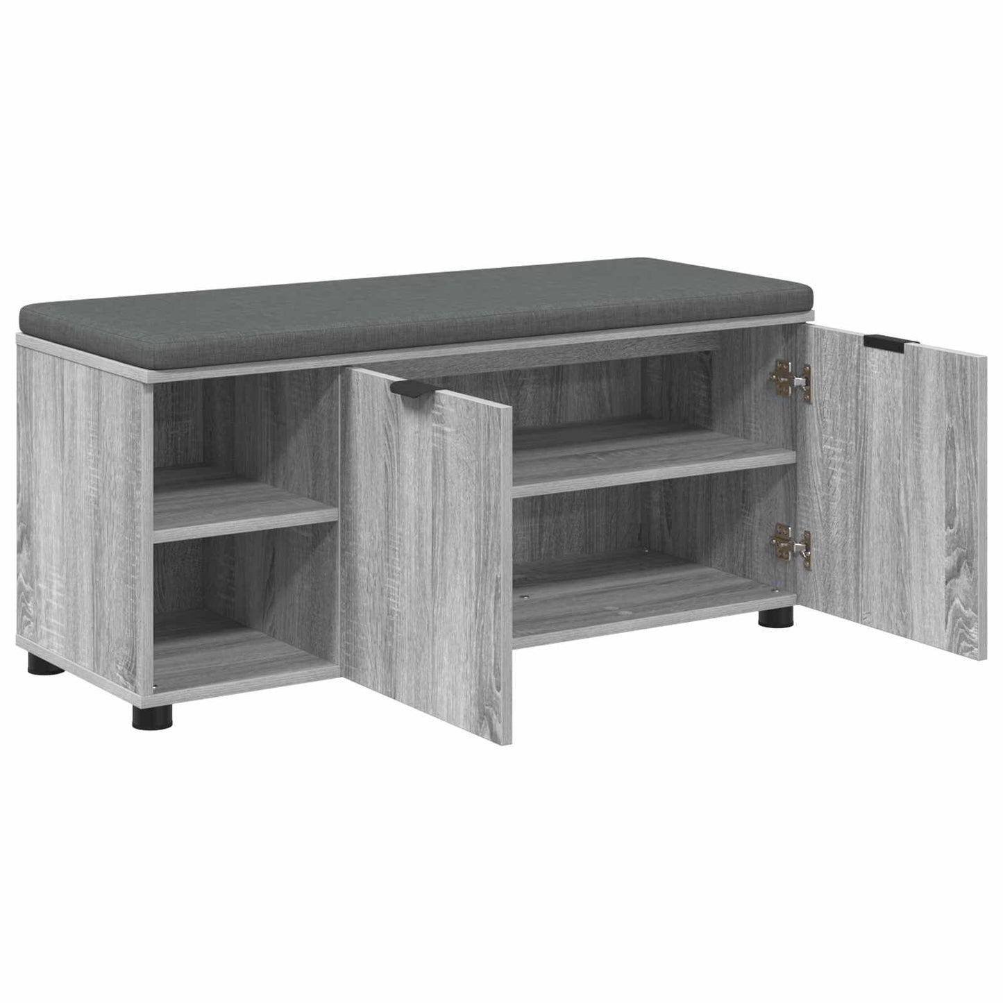 Hall Bench with Cushion with Shelf Grey Sonoma 100 x 38 x 46 cm