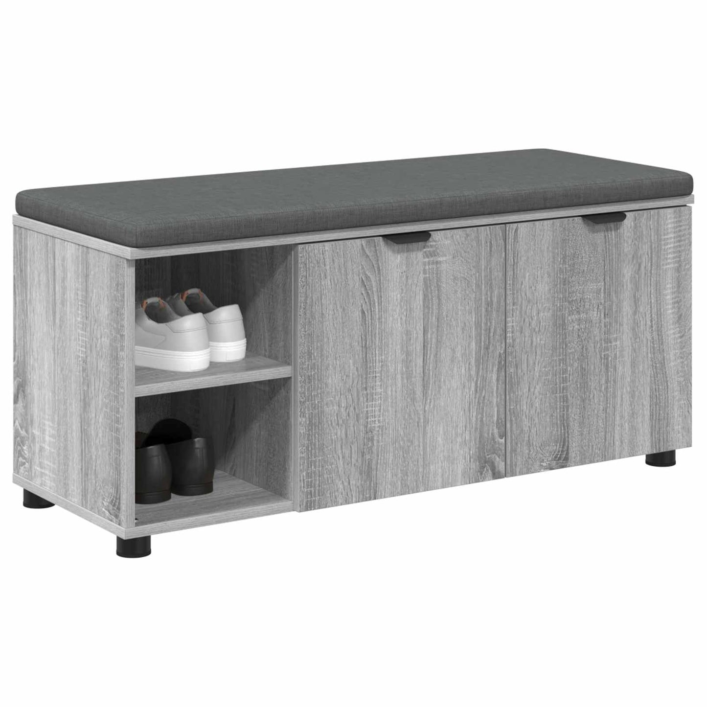 Hall Bench with Cushion with Shelf Grey Sonoma 100 x 38 x 46 cm