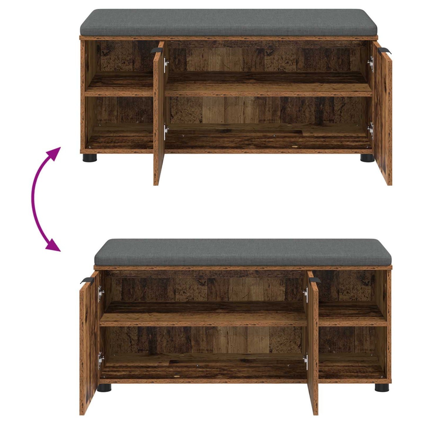Hall Bench Old Wood 100 x 38 x 46 cm Engineered Wood and Fabric