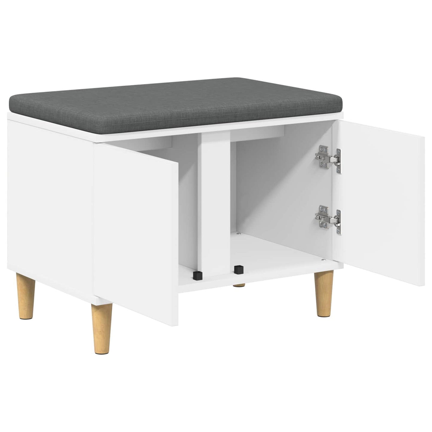 Hall Bench White 60 x 38 x 46 cm Engineered Wood and Fabric