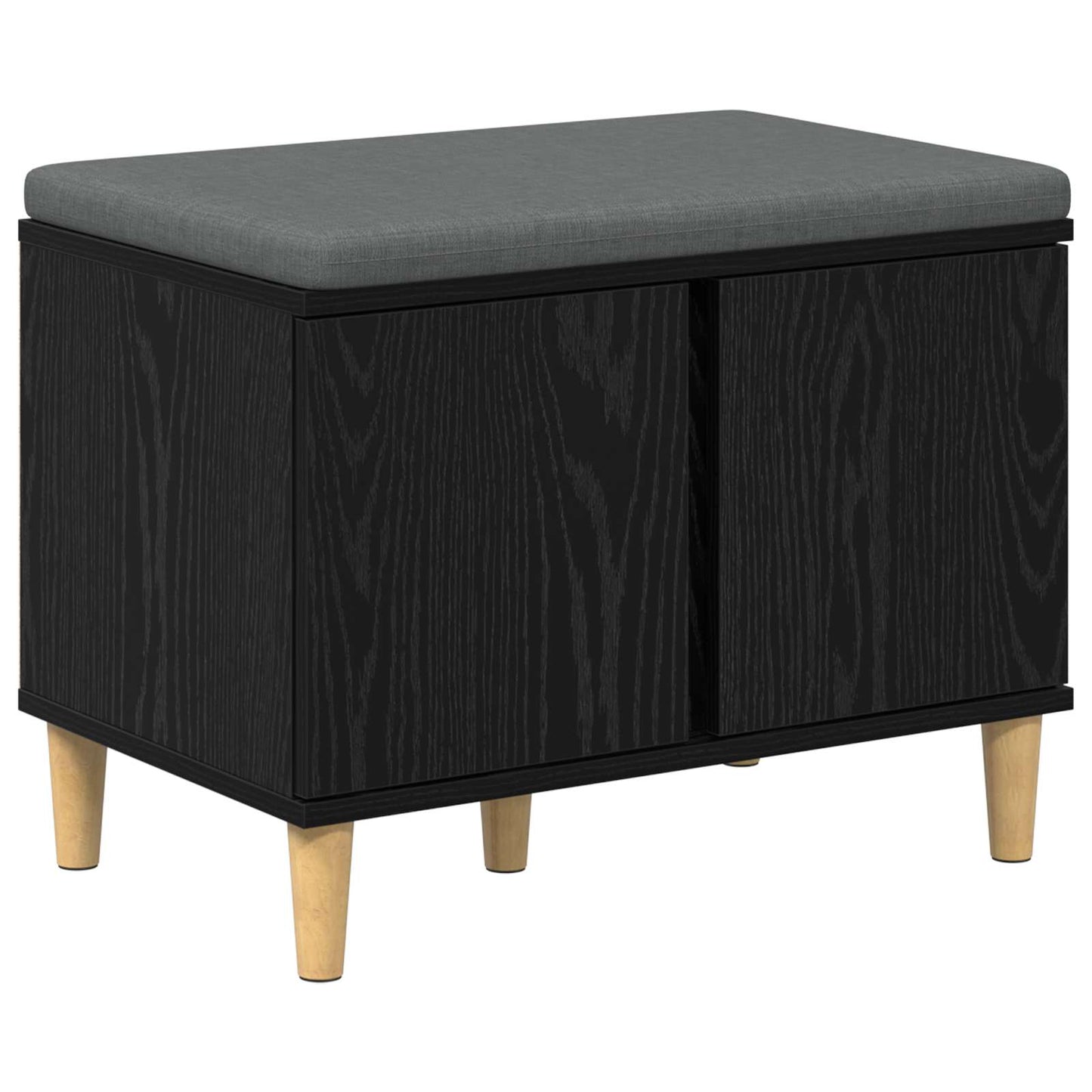 Hall Bench Black Oak 60 x 38 x 46 cm Engineered Wood and Fabric