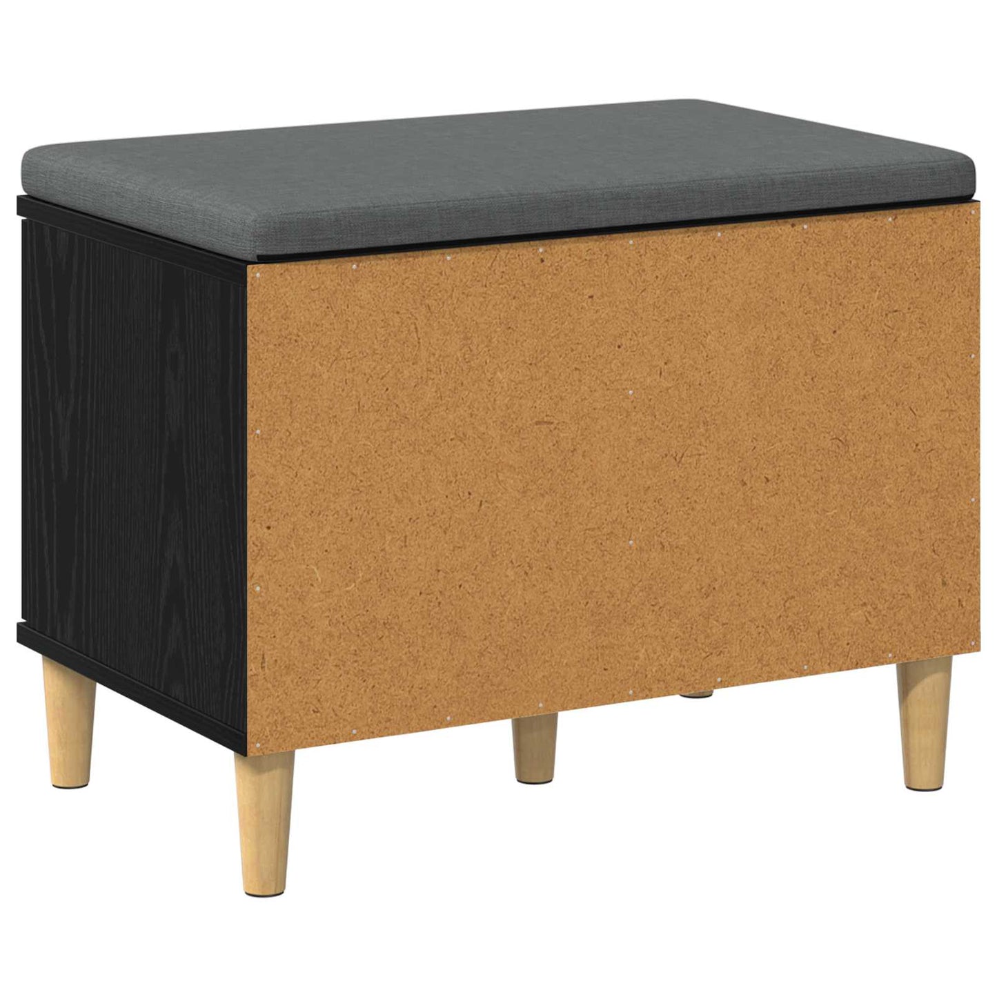 Hall Bench Black Oak 60 x 38 x 46 cm Engineered Wood and Fabric