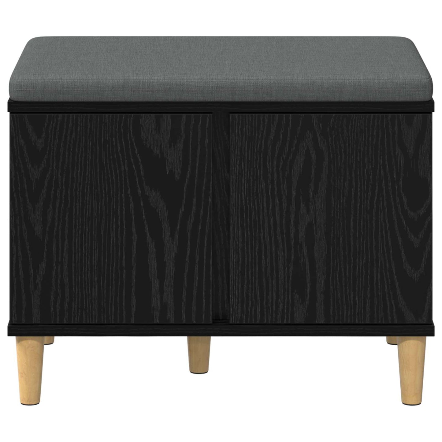 Hall Bench Black Oak 60 x 38 x 46 cm Engineered Wood and Fabric