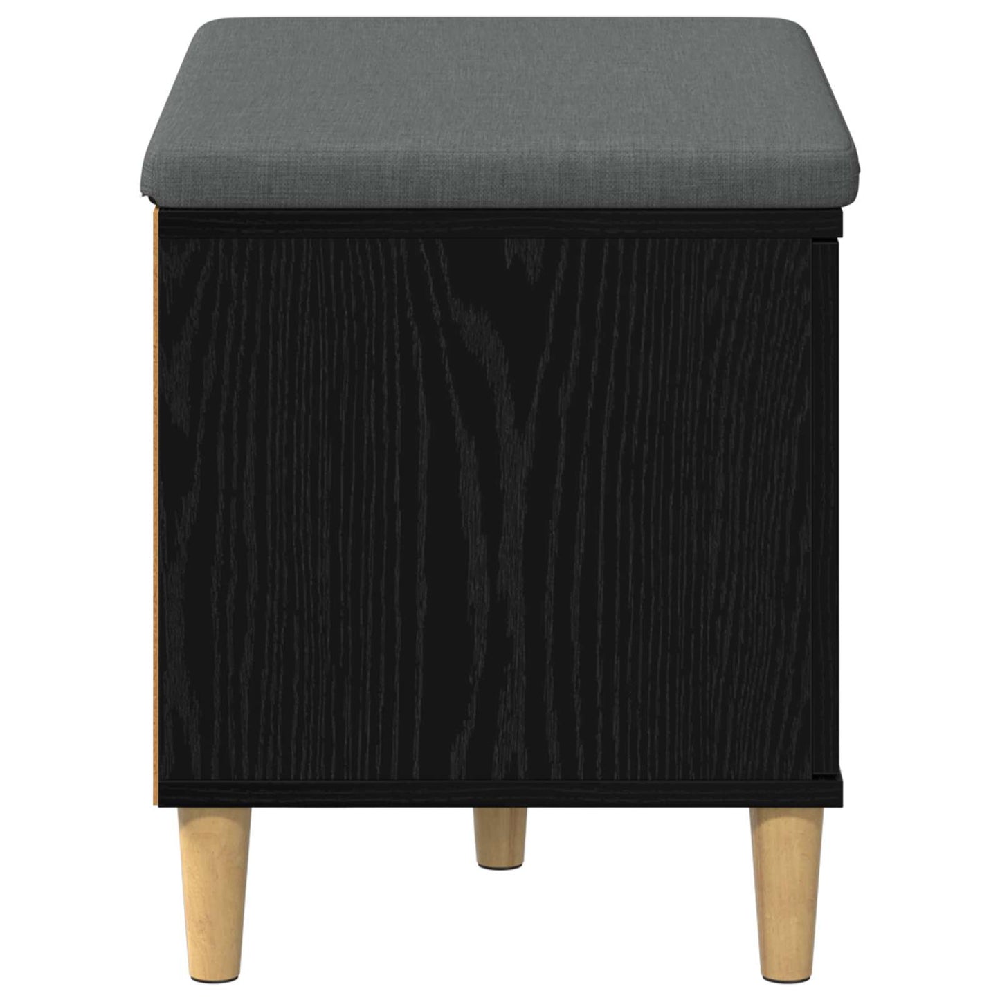 Hall Bench Black Oak 60 x 38 x 46 cm Engineered Wood and Fabric