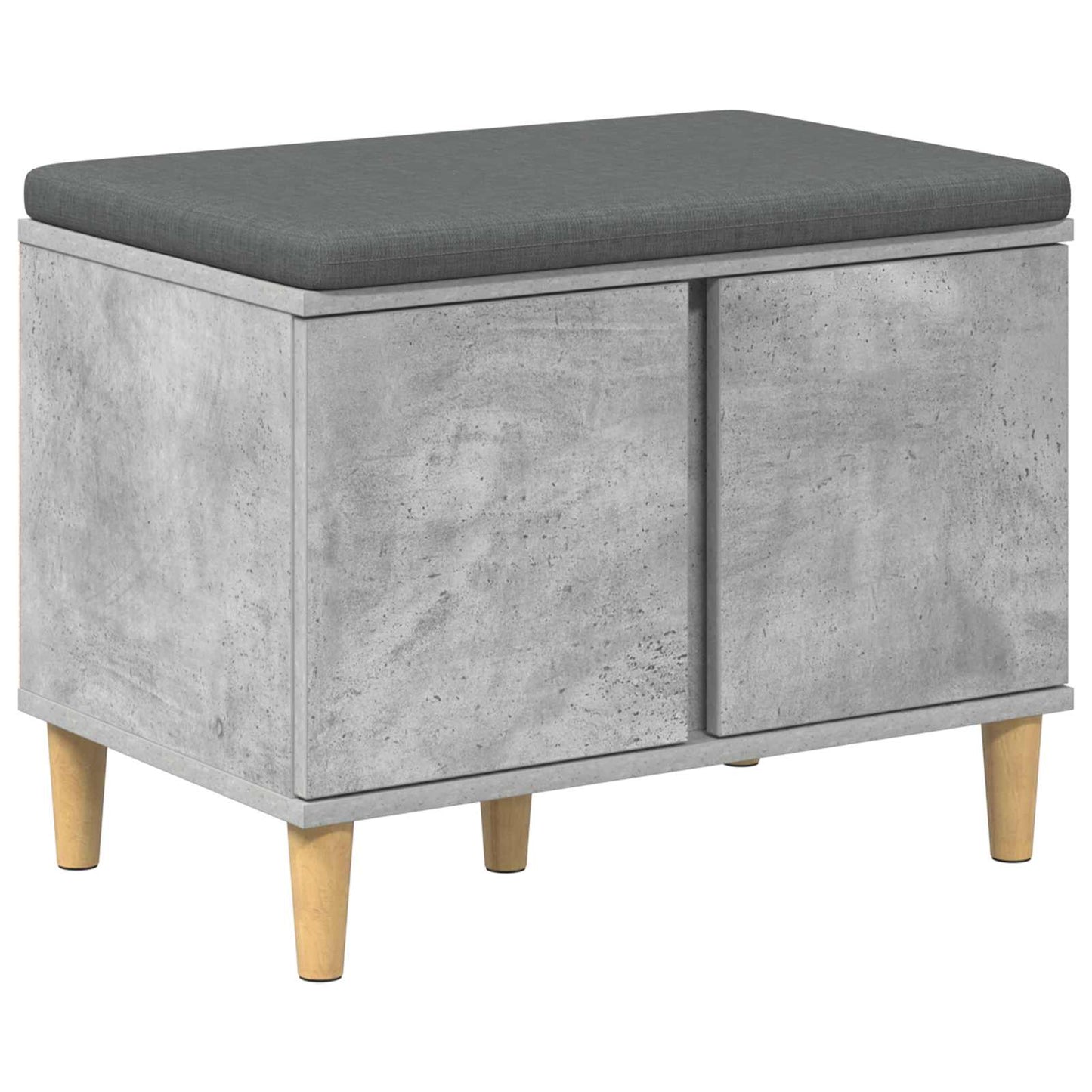 Hall Bench with Cushion with Door Concrete Grey 60 x 38 x 46 cm