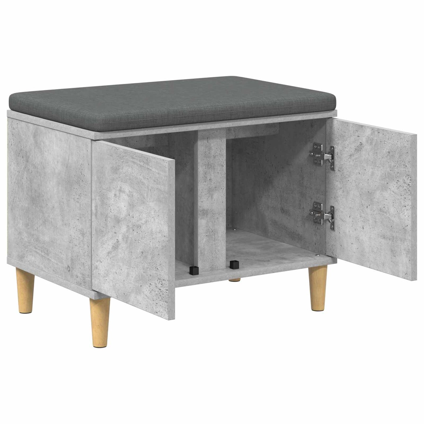 Hall Bench with Cushion with Door Concrete Grey 60 x 38 x 46 cm