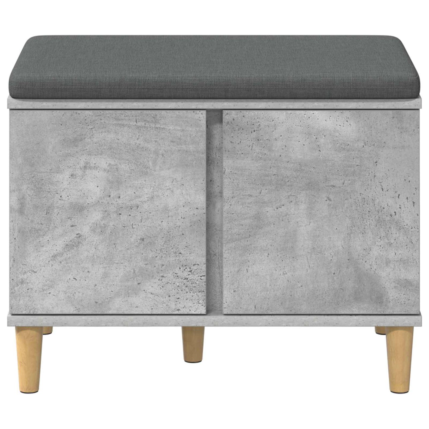 Hall Bench with Cushion with Door Concrete Grey 60 x 38 x 46 cm