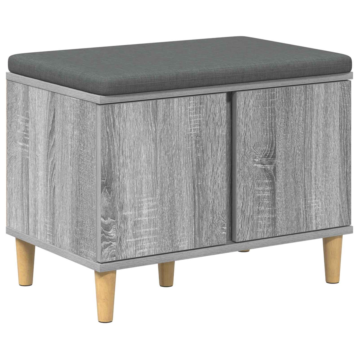Hall Bench with Cushion with Door Grey Sonoma 60 x 38 x 46 cm