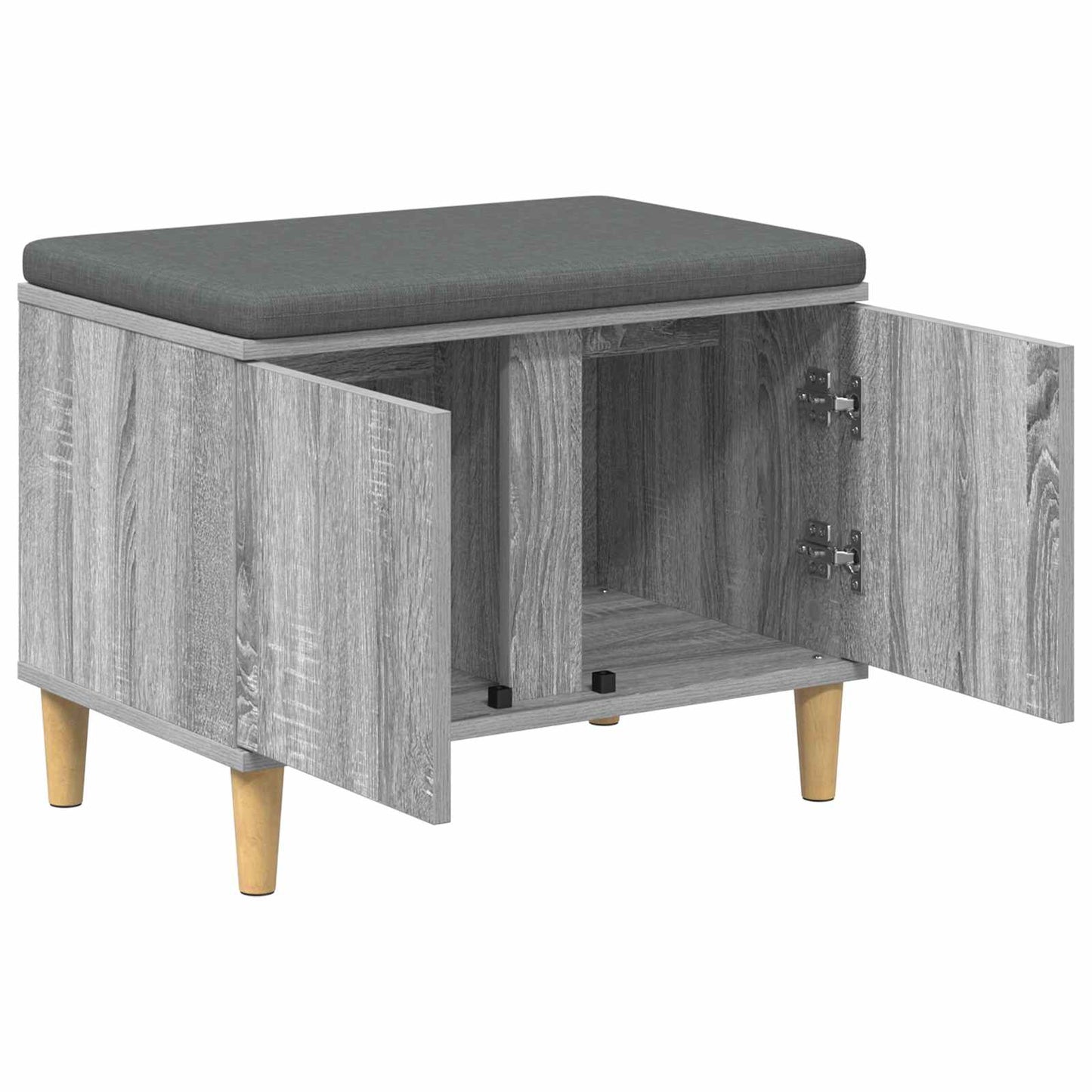 Hall Bench with Cushion with Door Grey Sonoma 60 x 38 x 46 cm