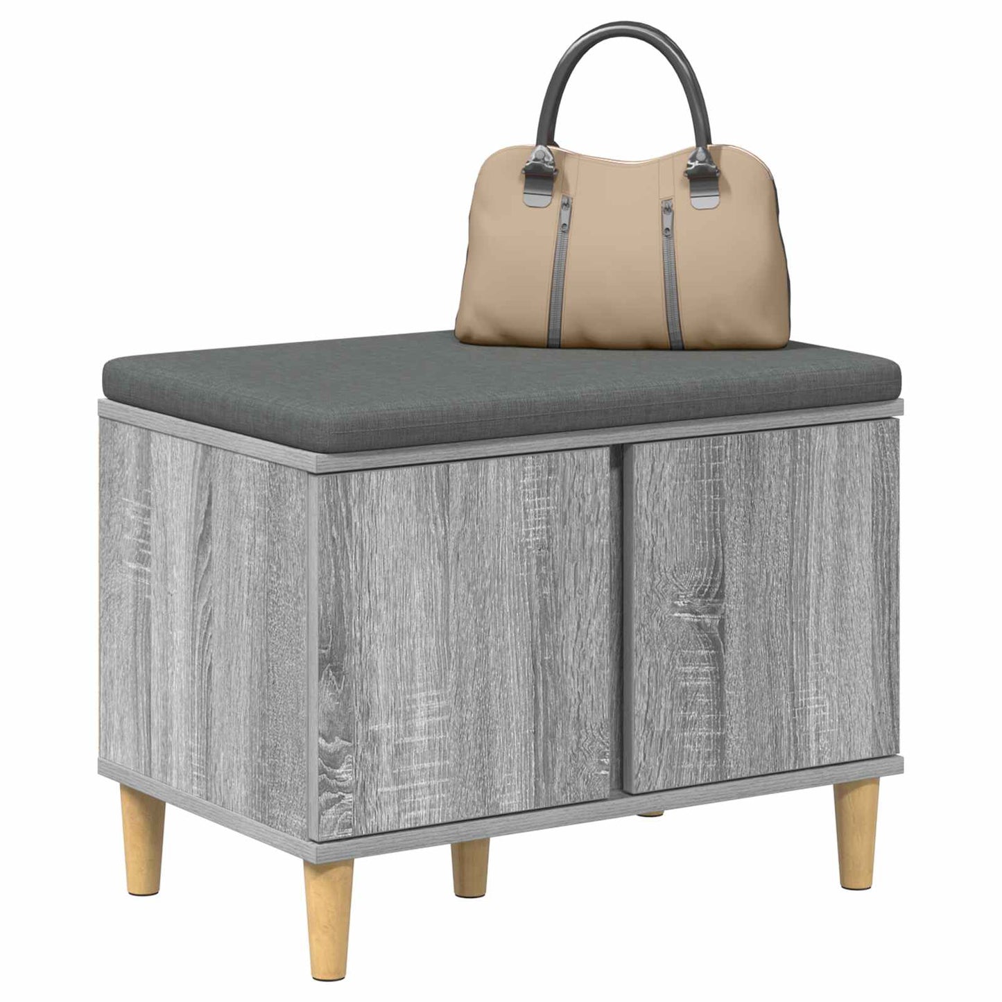 Hall Bench with Cushion with Door Grey Sonoma 60 x 38 x 46 cm
