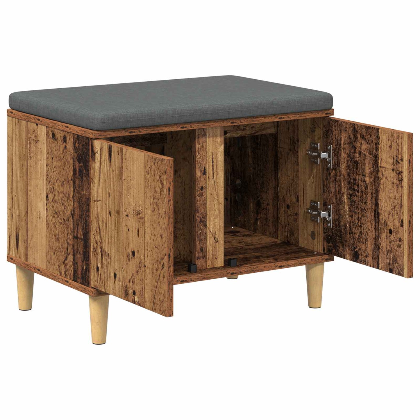 Hall Bench Old Wood 60 x 38 x 46 cm Engineered Wood and Fabric