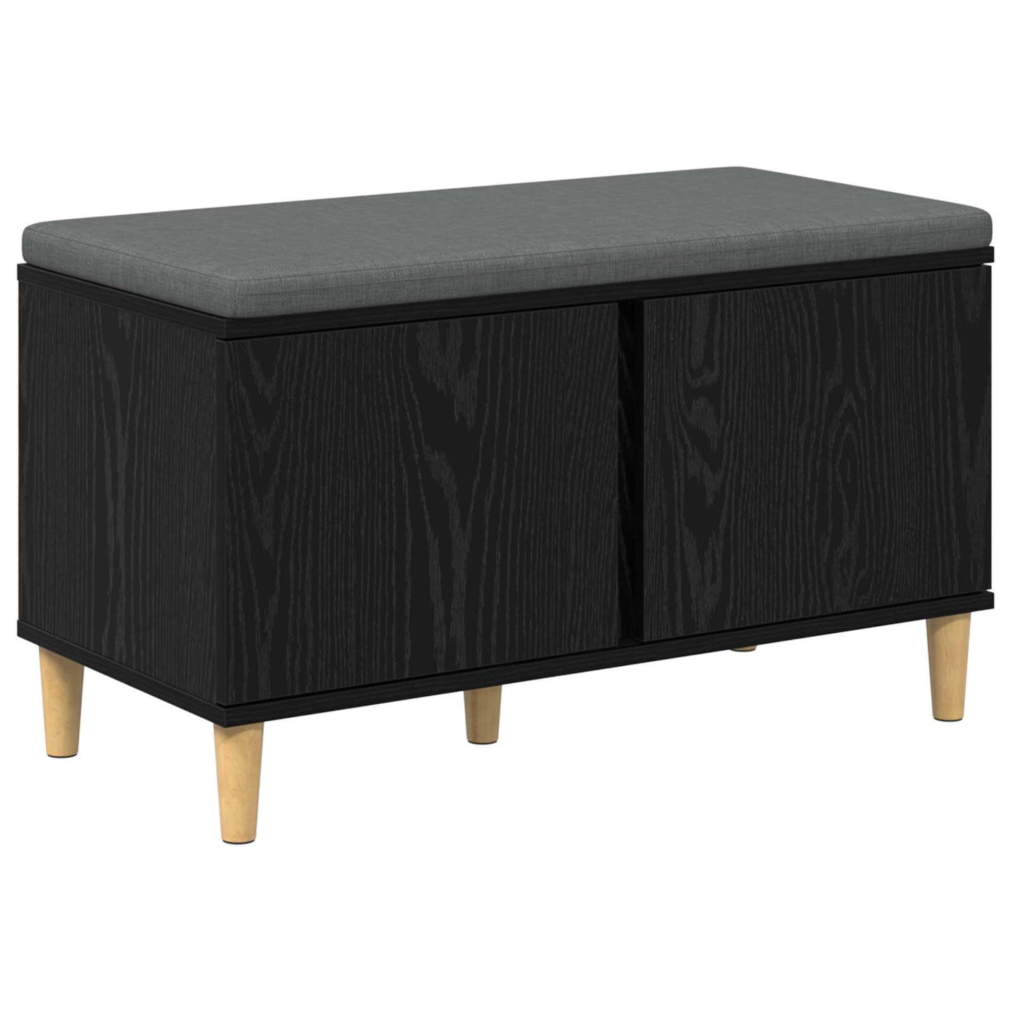 Hall Bench Black Oak 80 x 38 x 46 cm Engineered Wood and Fabric