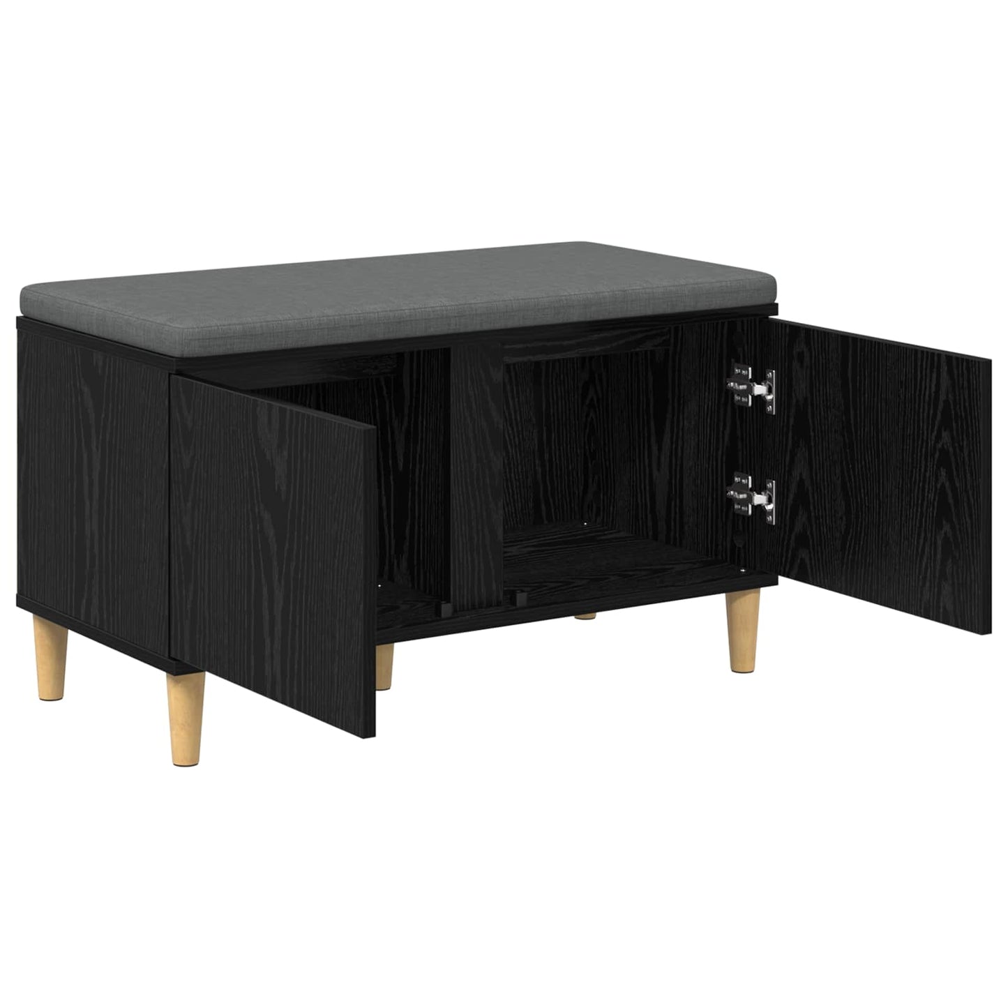Hall Bench Black Oak 80 x 38 x 46 cm Engineered Wood and Fabric
