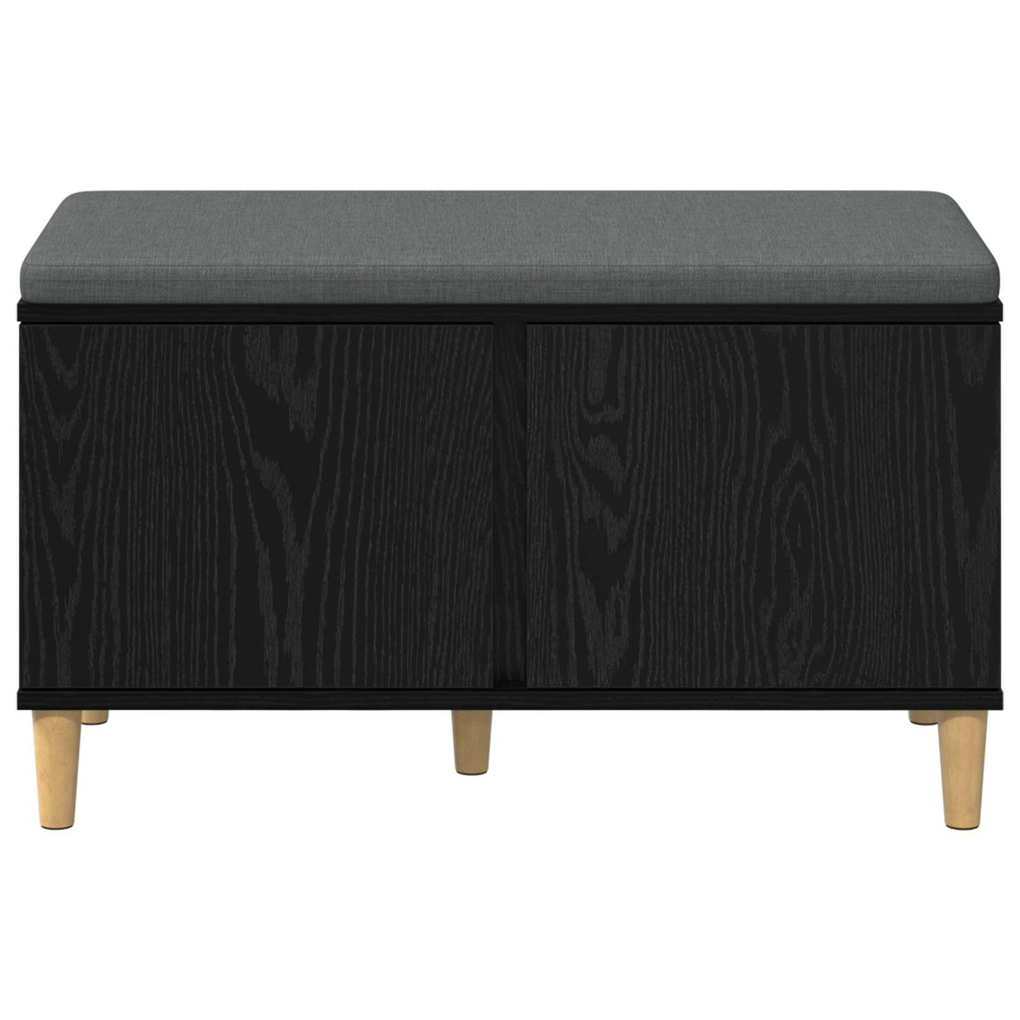 Hall Bench Black Oak 80 x 38 x 46 cm Engineered Wood and Fabric
