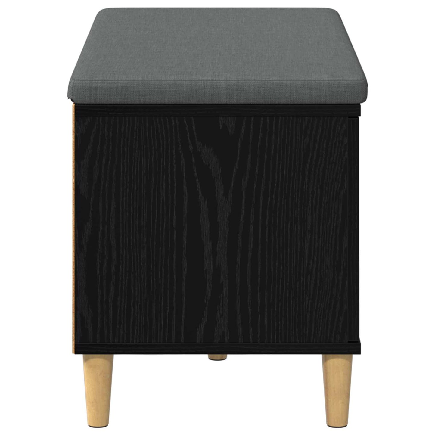 Hall Bench Black Oak 80 x 38 x 46 cm Engineered Wood and Fabric