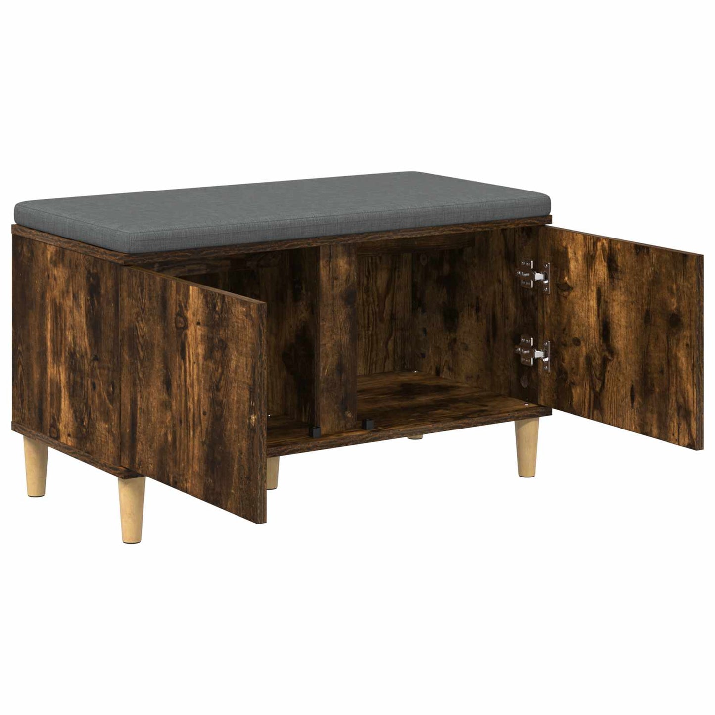 Hall Bench with Cushion with Storage Smoked Oak 80 x 38 x 46 cm