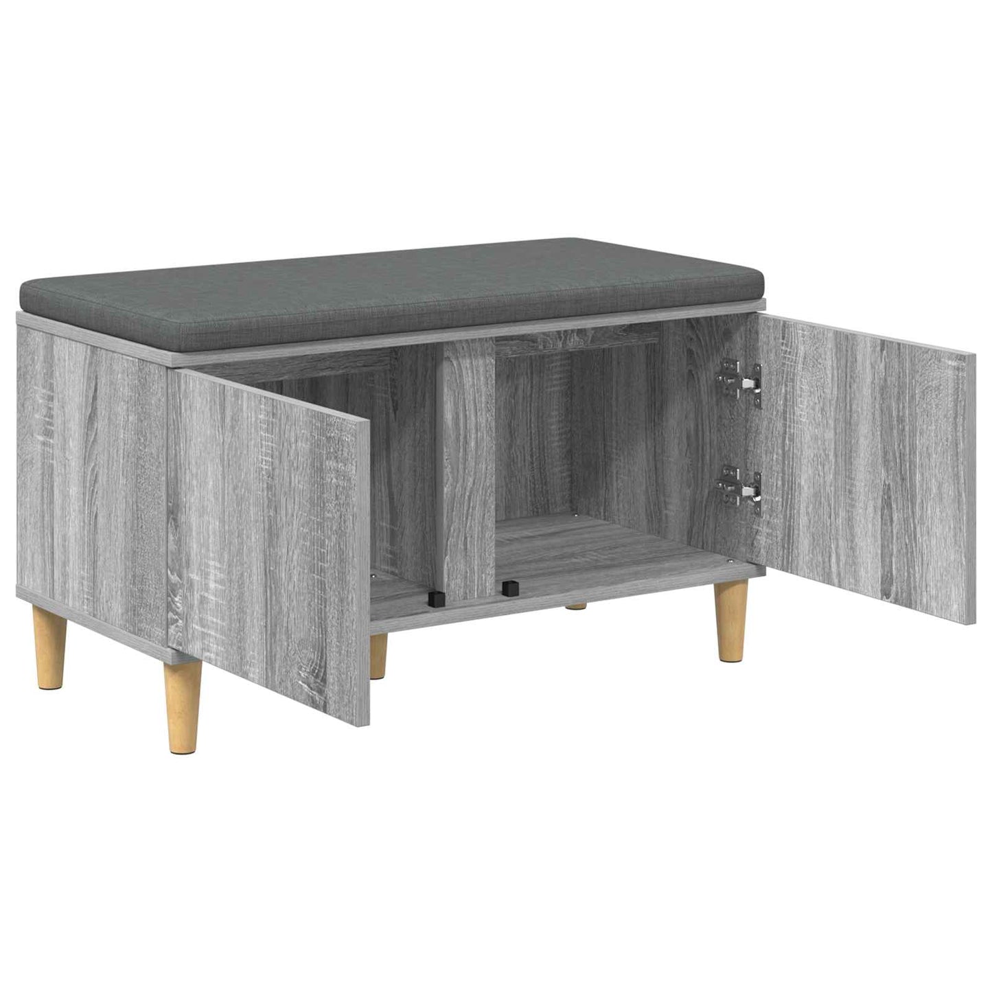 Hall Bench with Cushion with Door Grey Sonoma 80 x 38 x 46 cm