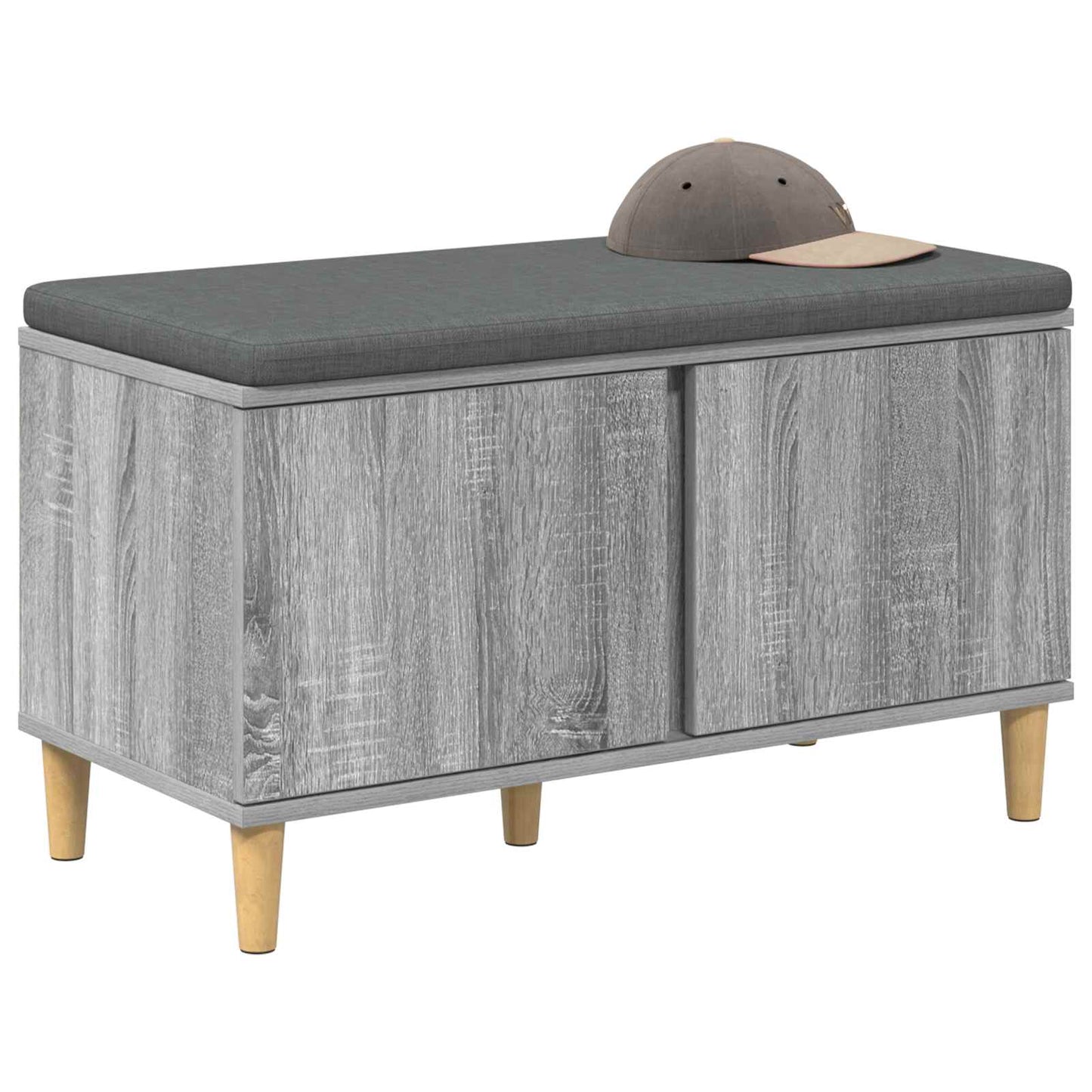 Hall Bench with Cushion with Door Grey Sonoma 80 x 38 x 46 cm