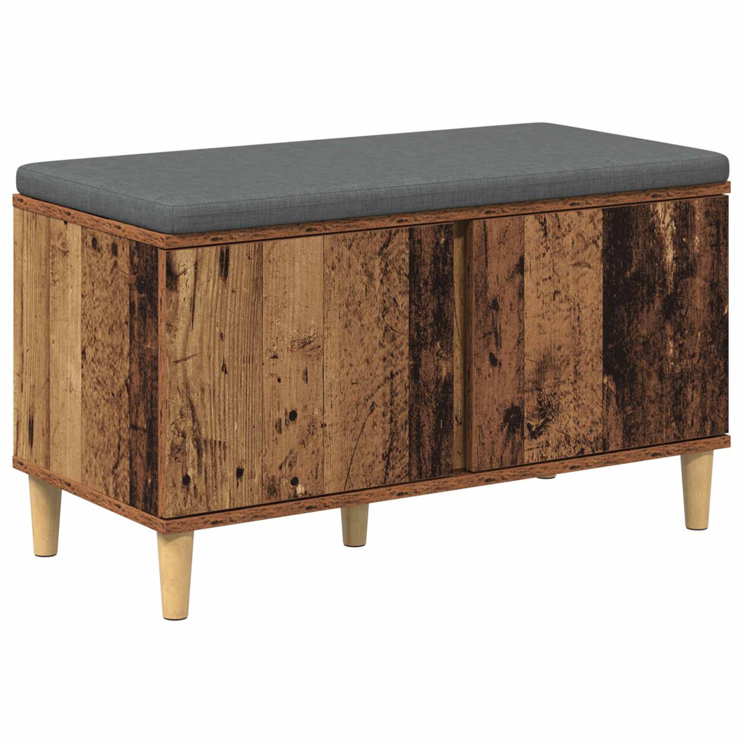 Hall Bench Old Wood 80 x 38 x 46 cm Engineered Wood and Fabric