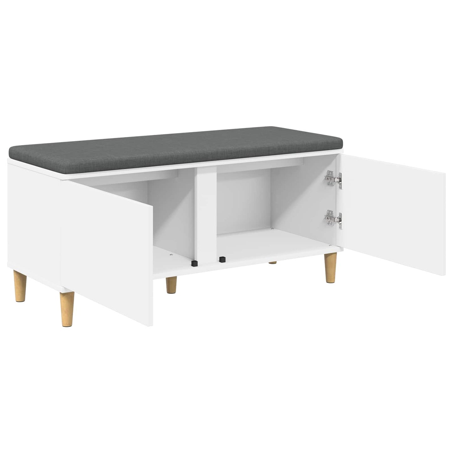 Hall Bench White 100 x 38 x 46 cm Engineered Wood and Fabric