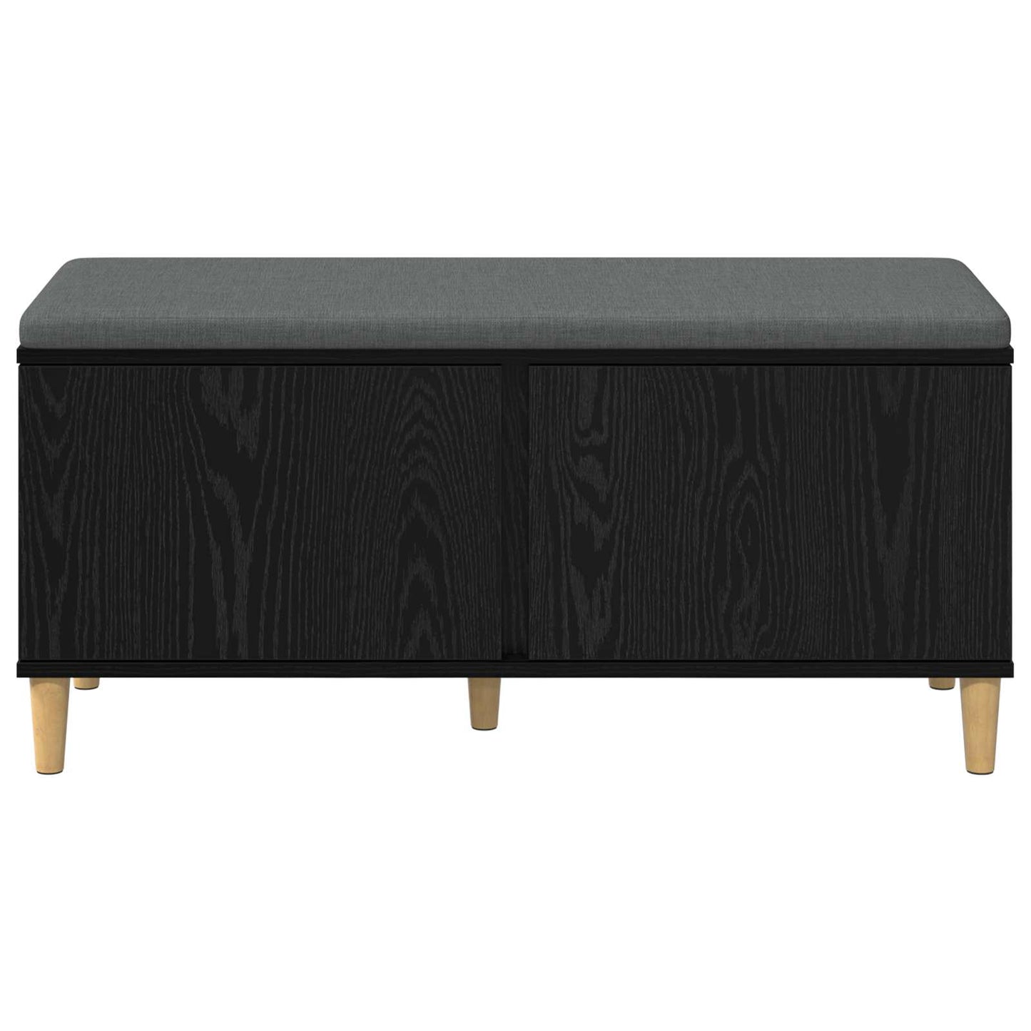 Hall Bench with Cushion with Storage Black Oak 100 x 38 x 46 cm