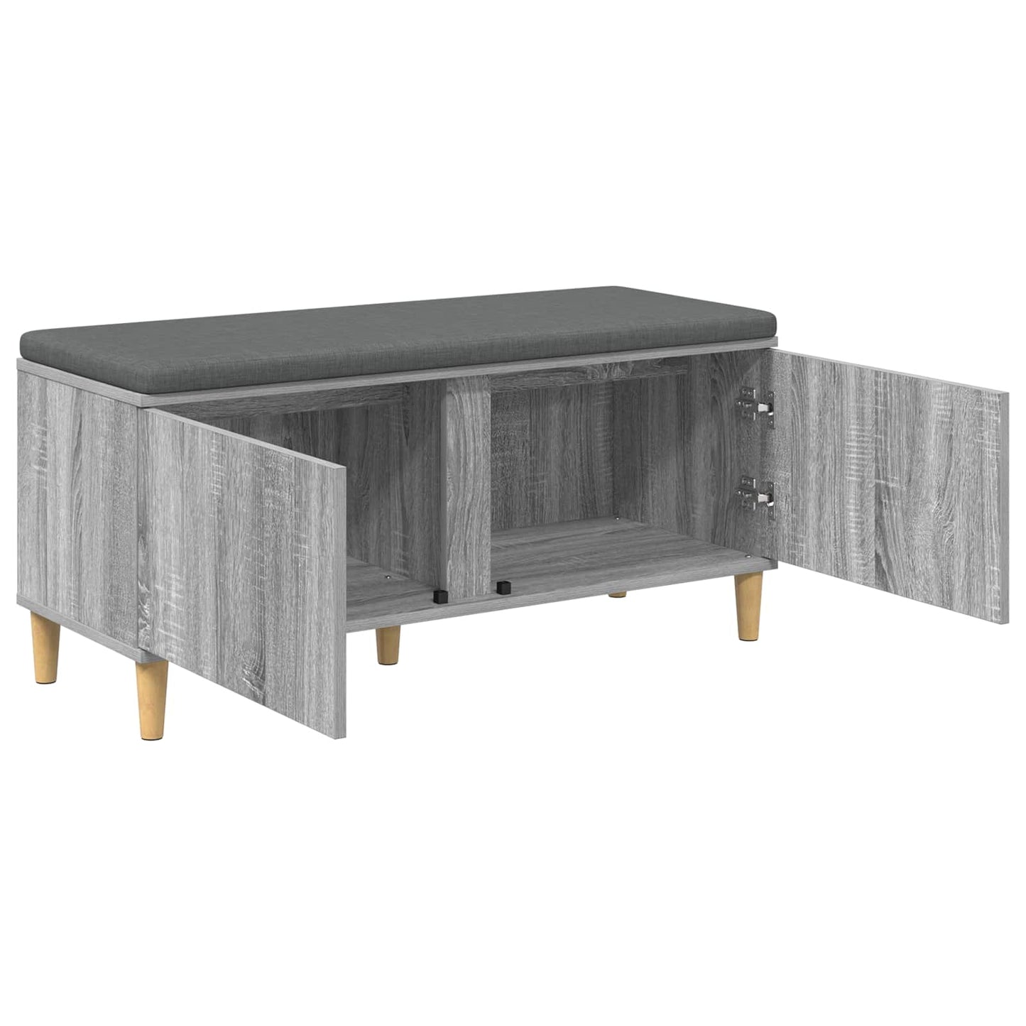 Hall Bench with Cushion with Door Grey Sonoma 100 x 38 x 46 cm