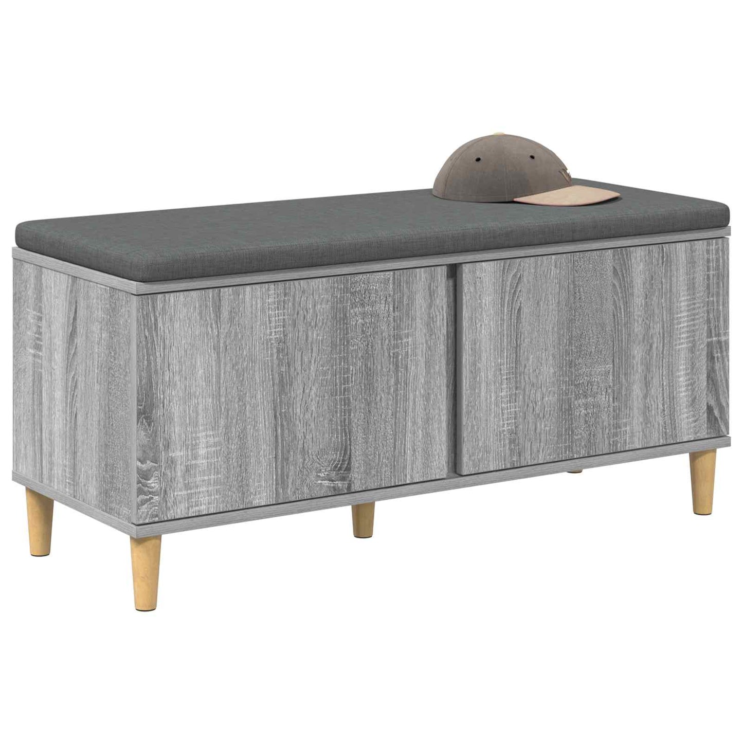 Hall Bench with Cushion with Door Grey Sonoma 100 x 38 x 46 cm