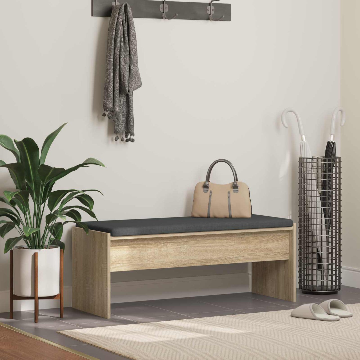 Hall Bench with Cushion Sonoma Oak 103 x 38 x 40 cm