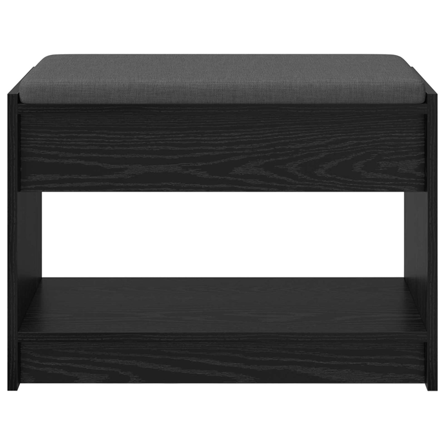 Hall Bench Black Oak 63 x 38 x 45 cm Engineered Wood and Fabric