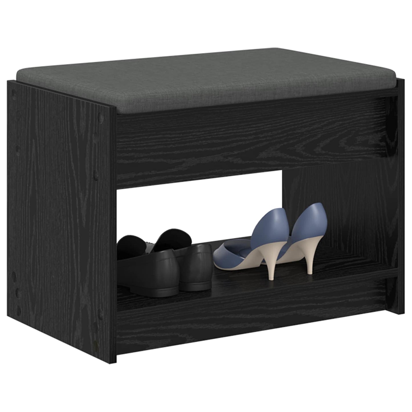 Hall Bench Black Oak 63 x 38 x 45 cm Engineered Wood and Fabric