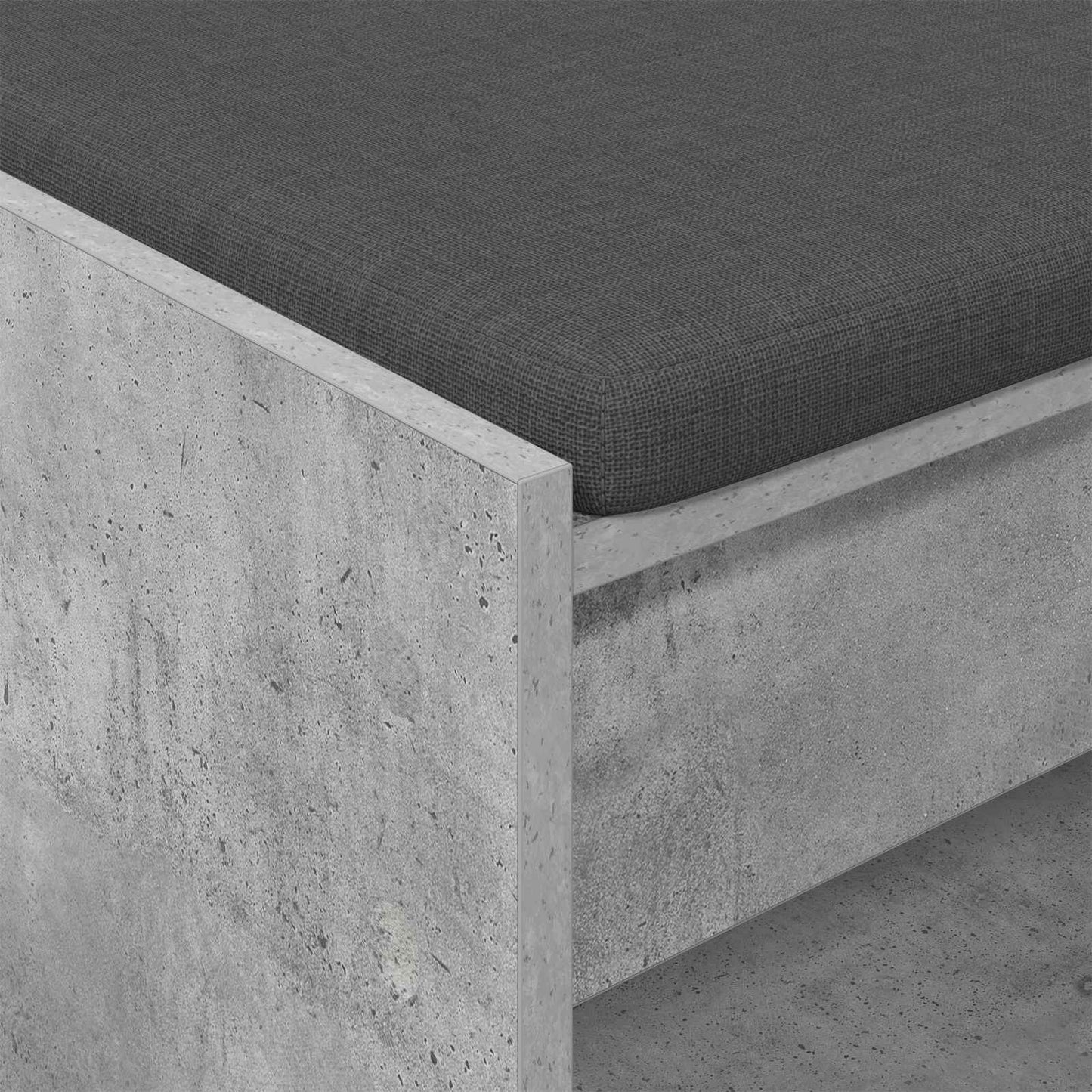 Hall Bench with Cushion Concrete Grey 63 x 38 x 45 cm