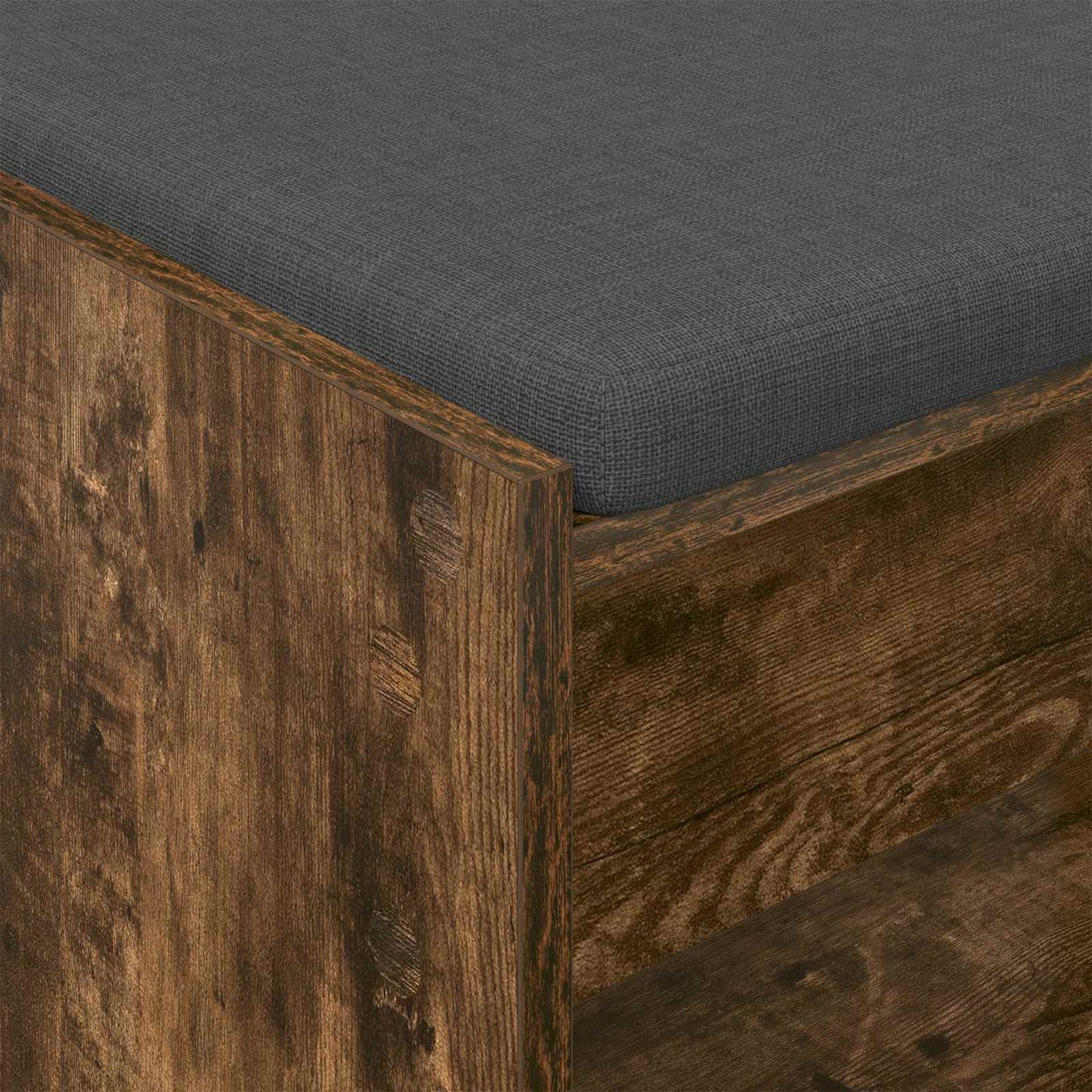 Hall Bench with Cushion with Shelf Smoked Oak 63 x 38 x 45 cm